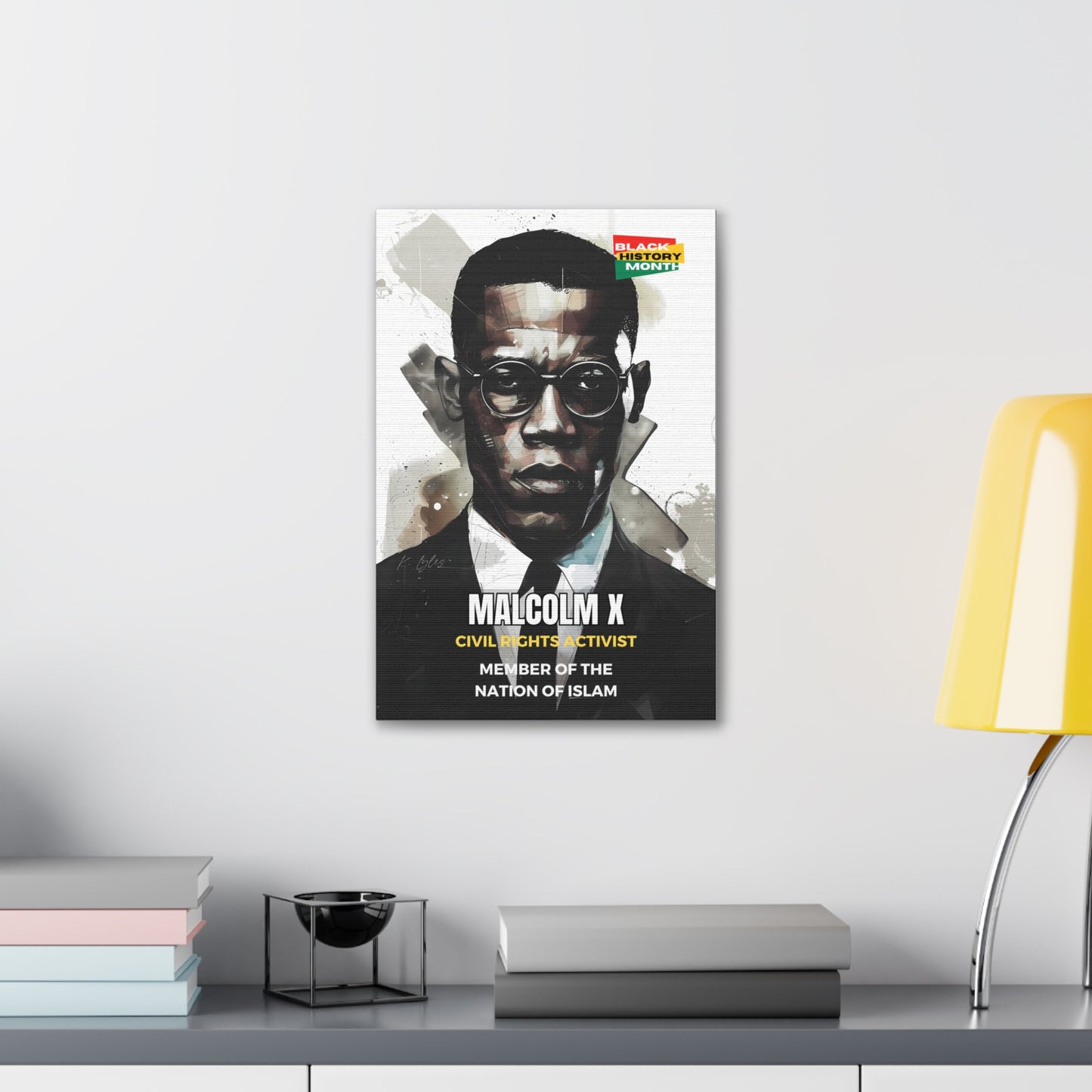 Black History Month Canvas Wall Art / Malcolm X / Poet / AI Art / Multiple Sizes / Large Wall Art / Popular Art Decor / Trend Wall Art /