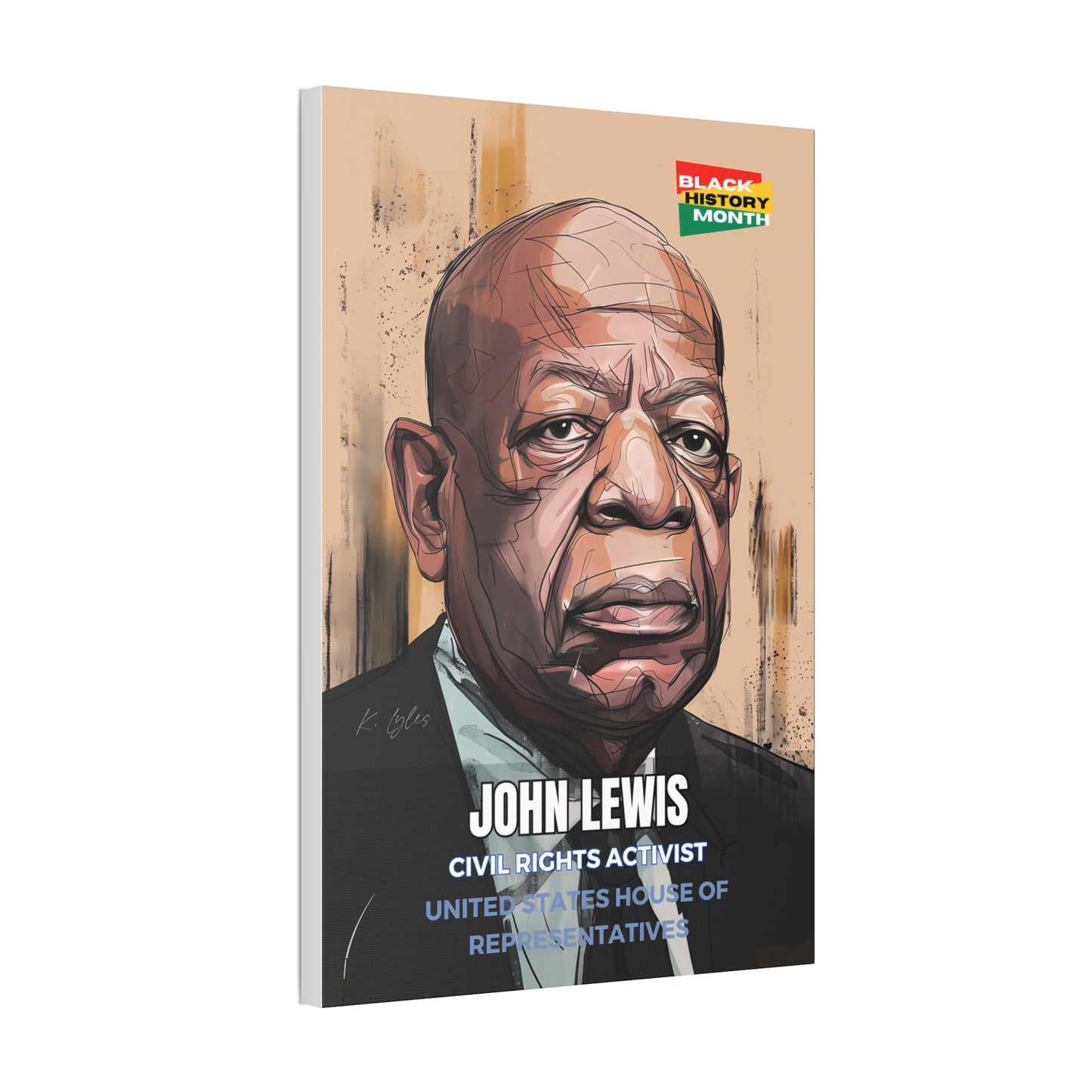 Black History Month Canvas Wall Art / John Lewis / Poet / AI Art / Multiple Sizes / Large Wall Art / Popular Art Decor / Trend Wall Art /