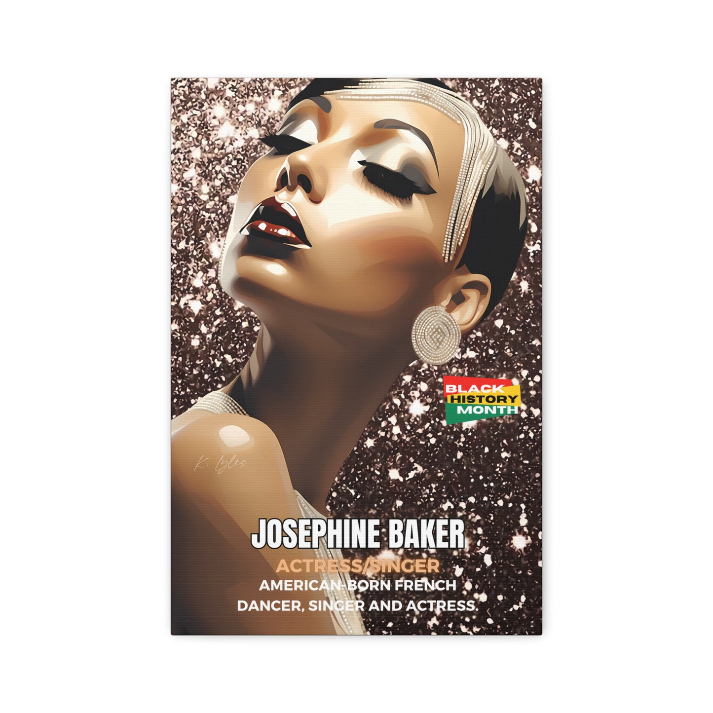 Black History Month Canvas Wall Art / Josephine Baker / Poet / AI Art / Multiple Sizes / Large Wall Art / Popular Art Decor / Trend Wall Art /