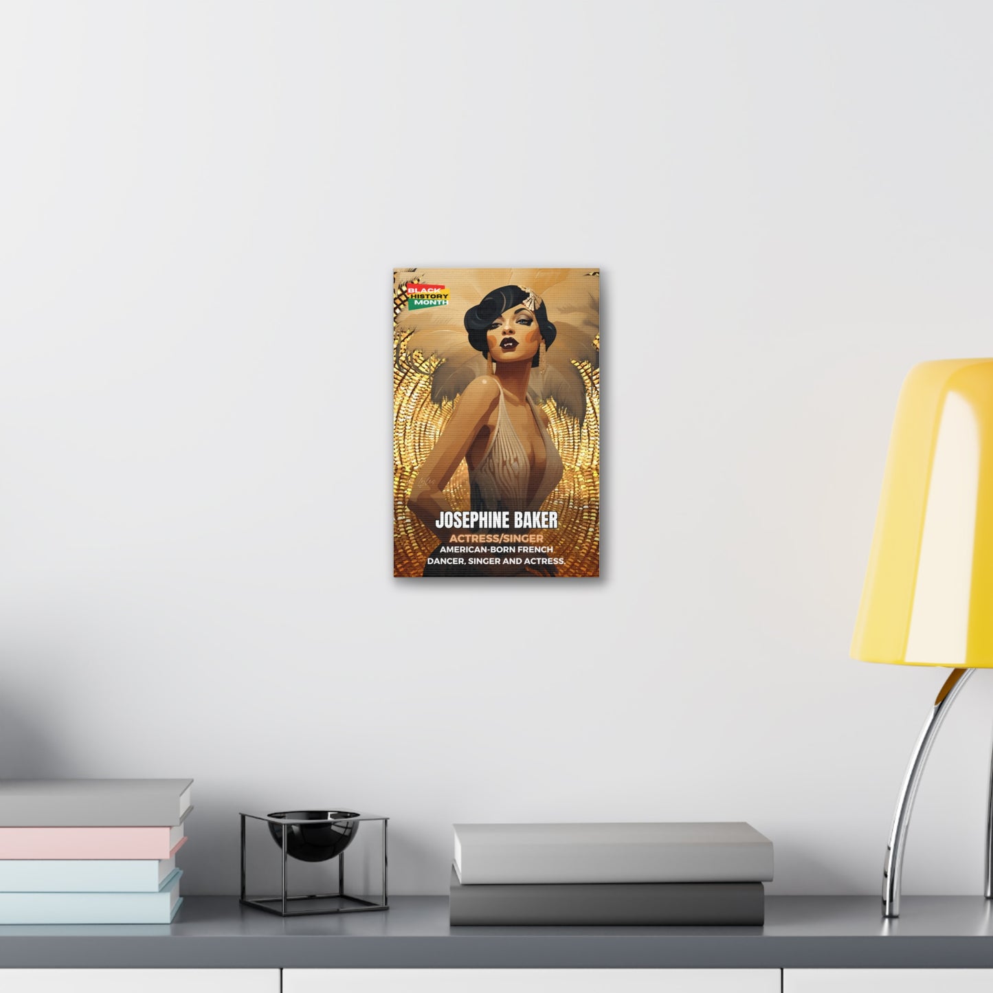 Black History Month Canvas Wall Art / Josephine Baker(Gold) / Poet / AI Art / Multiple Sizes / Large Wall Art / Popular Art Decor / Trend Wall Art /