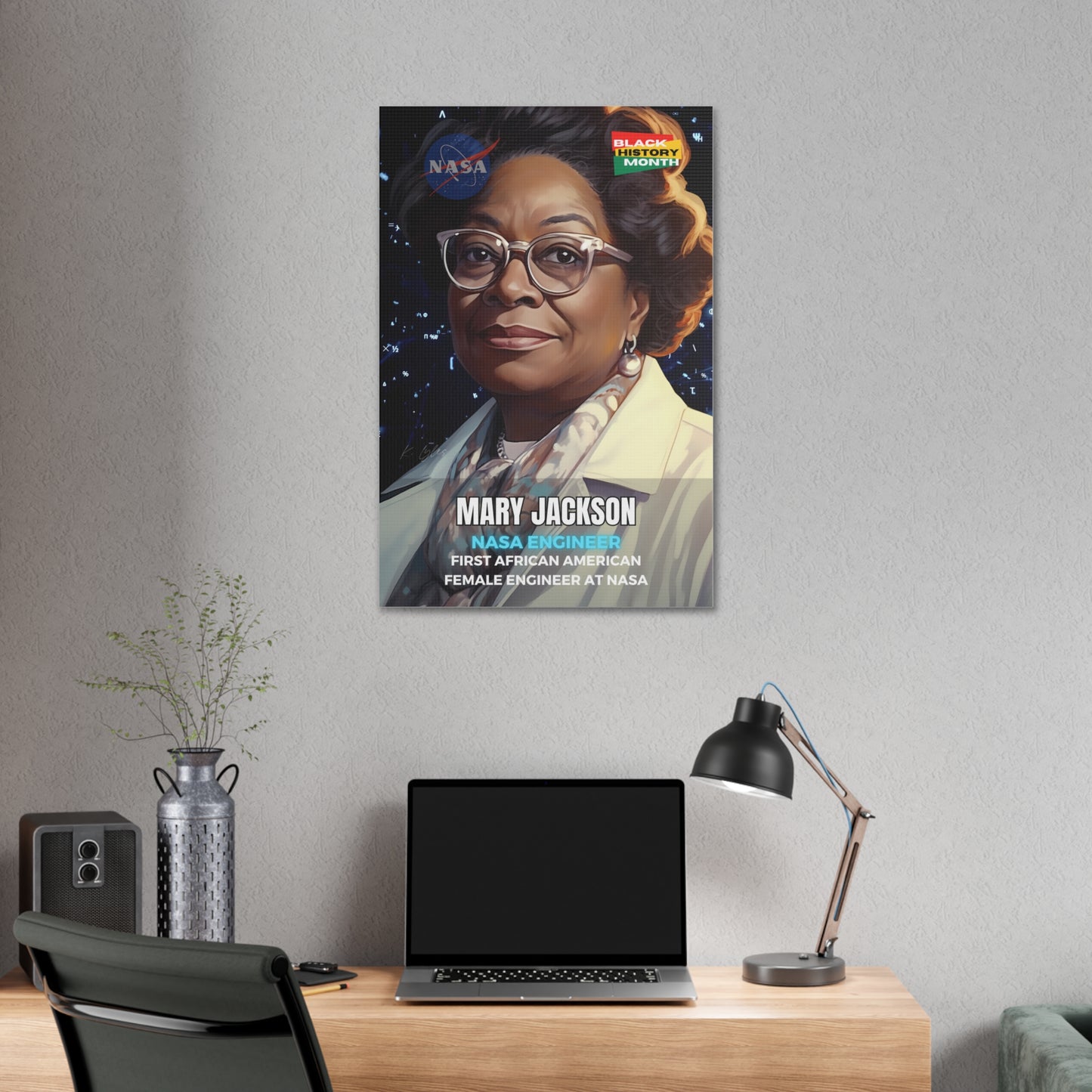 Black History Month Canvas Wall Art / Mary Jackson / Poet / AI Art / Multiple Sizes / Large Wall Art / Popular Art Decor / Trend Wall Art /