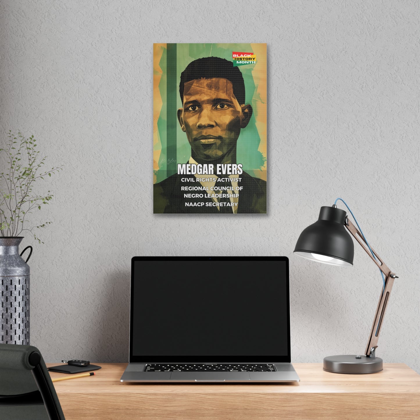 Black History Month Canvas Wall Art / Medgar Evers / Poet / AI Art / Multiple Sizes / Large Wall Art / Popular Art Decor / Trend Wall Art /