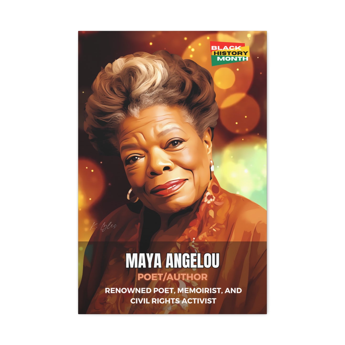 Black History Month Canvas Wall Art / Maya Angelou / Poet / AI Art / Multiple Sizes / Large Wall Art / Popular Art Decor / Trend Wall Art /