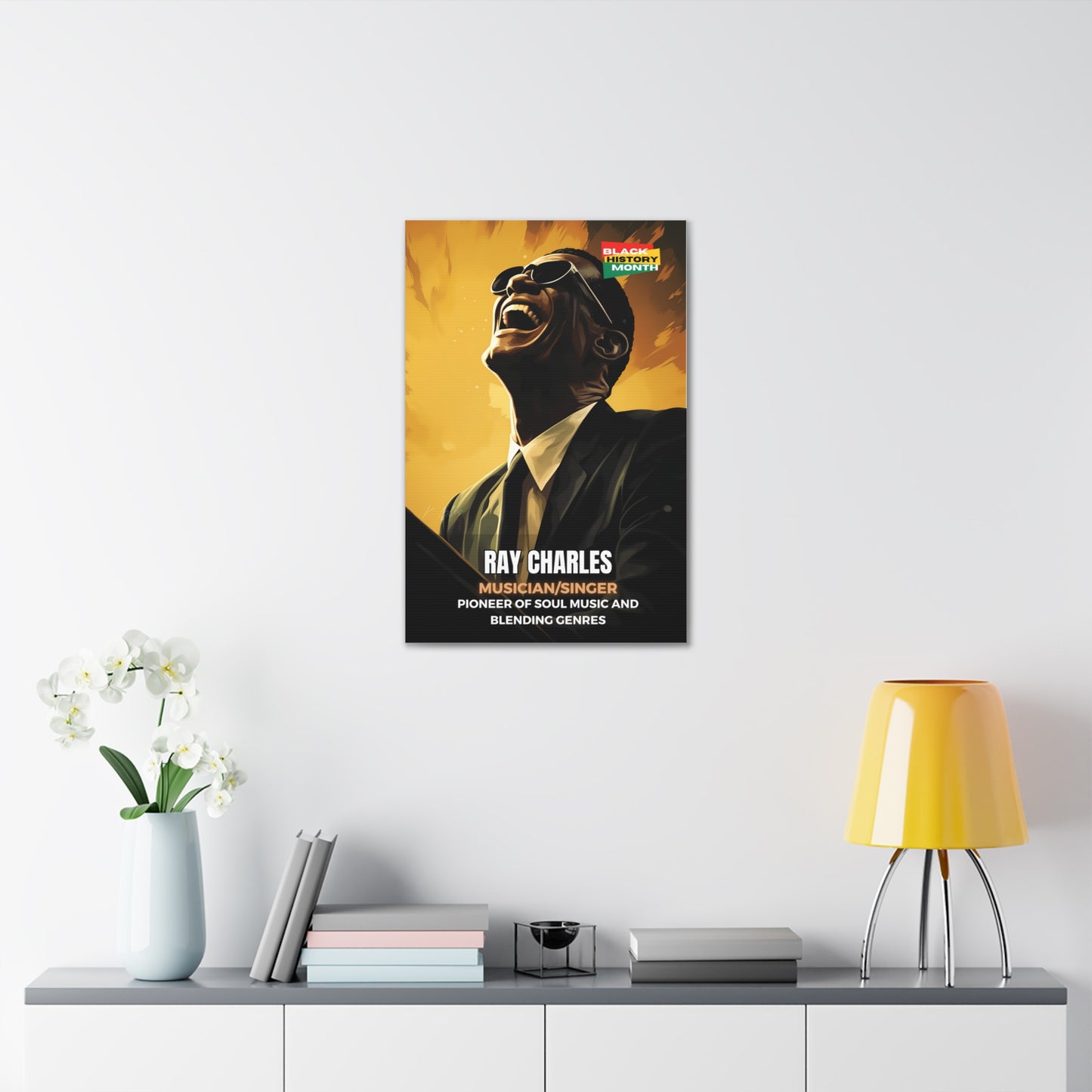 Black History Month Canvas Wall Art / Ray Charles / Poet / AI Art / Multiple Sizes / Large Wall Art / Popular Art Decor / Trend Wall Art /