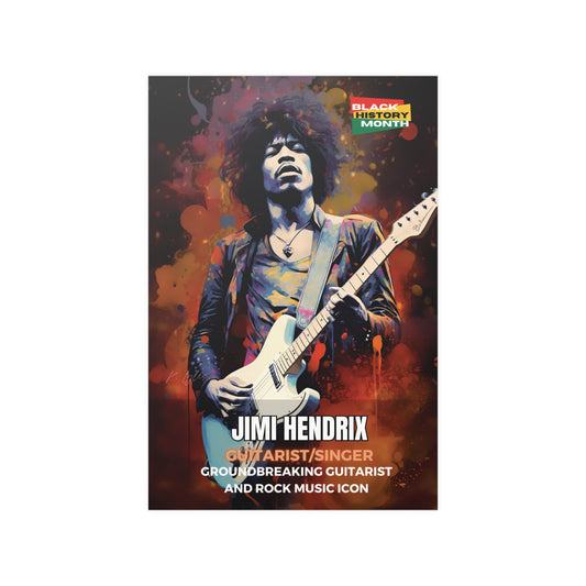 AI Generated Art  Poster Print of Jimi Hendrix - Educational Black History Art Enthusiasts - Cool Posters for Office or Bedroom Wall Art