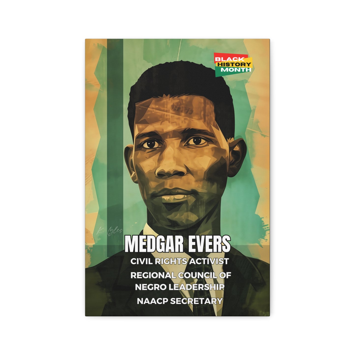 Black History Month Canvas Wall Art / Medgar Evers / Poet / AI Art / Multiple Sizes / Large Wall Art / Popular Art Decor / Trend Wall Art /