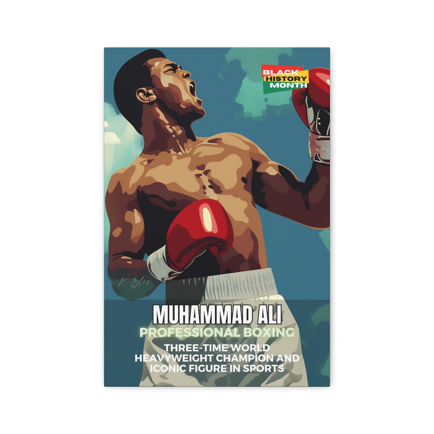 Black History Month Canvas Wall Art / Muhammad Ali / Poet / AI Art / Multiple Sizes / Large Wall Art / Popular Art Decor / Trend Wall Art /