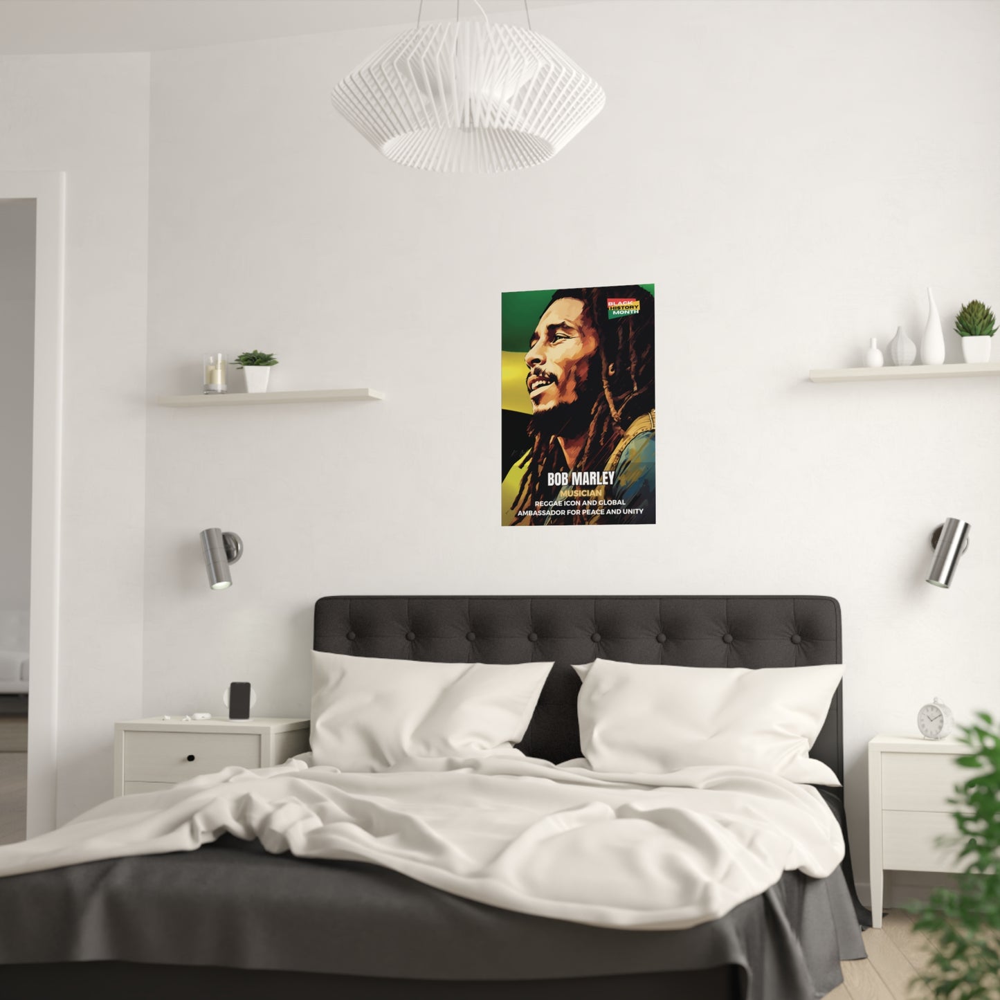 AI Generated Art  Poster Print of Bob Marley - Educational Black History Art Enthusiasts - Cool Posters for Office or Bedroom Wall Art