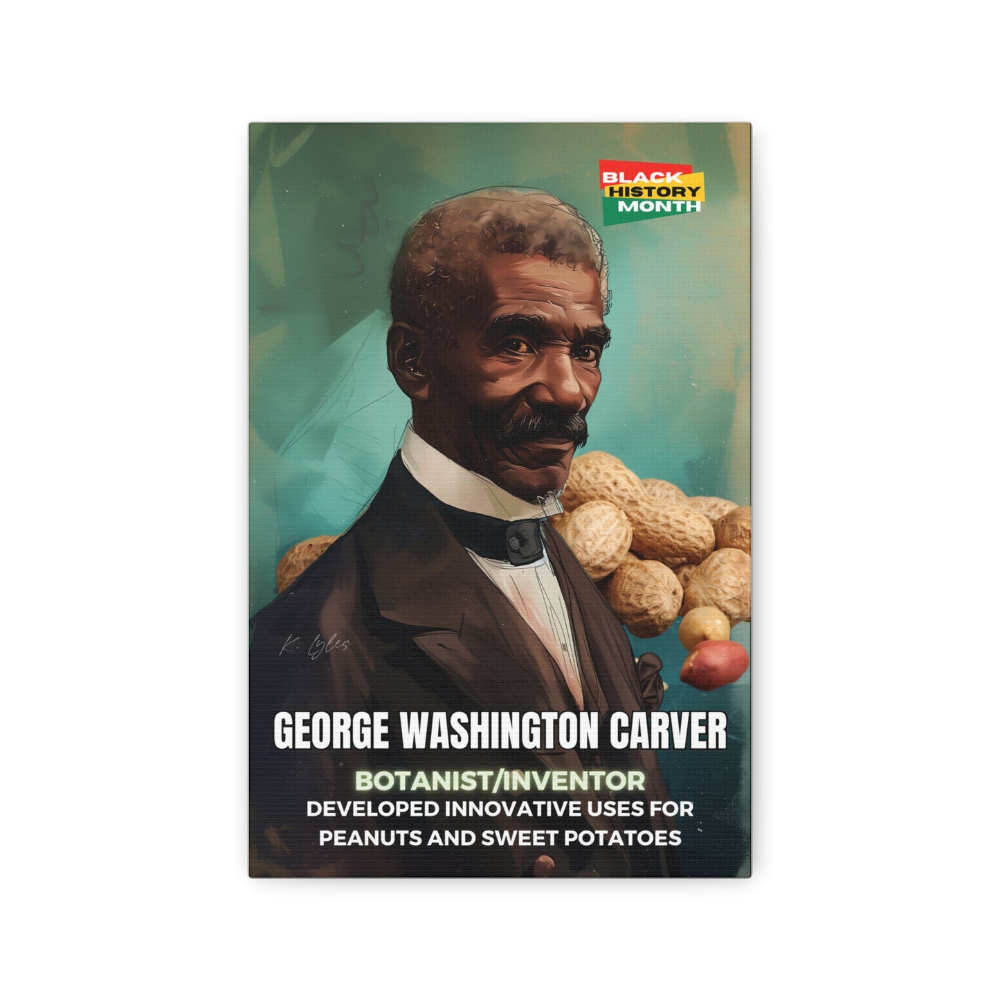 Black History Month Canvas Wall Art / George Washington Carver / Poet / AI Art / Multiple Sizes / Large Wall Art / Popular Art Decor / Trend Wall Art /