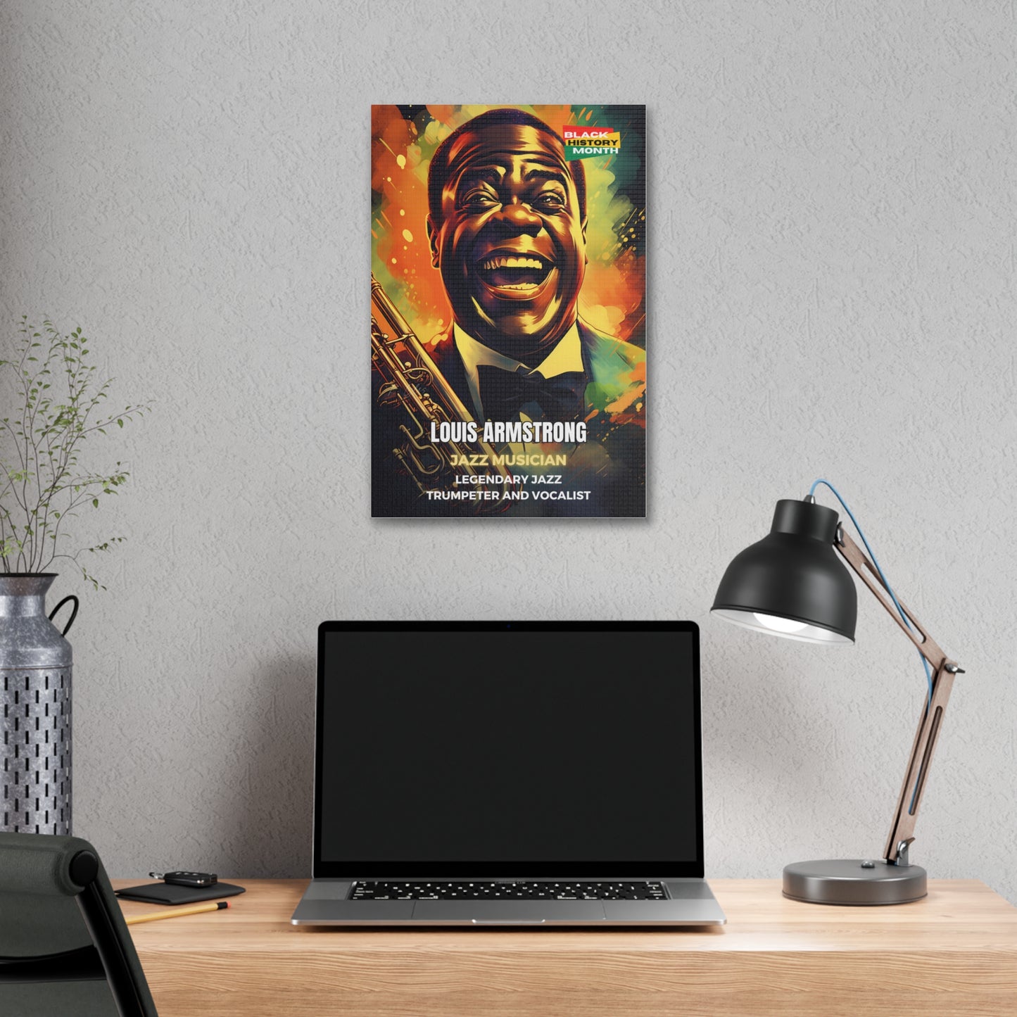 Black History Month Canvas Wall Art / Louis Armstrong / Poet / AI Art / Multiple Sizes / Large Wall Art / Popular Art Decor / Trend Wall Art /