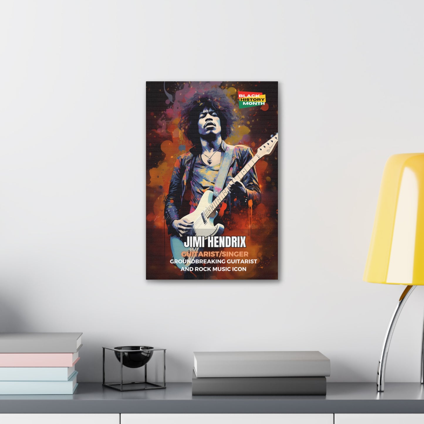 Black History Month Canvas Wall Art / Jimi Hendrix / Poet / AI Art / Multiple Sizes / Large Wall Art / Popular Art Decor / Trend Wall Art /