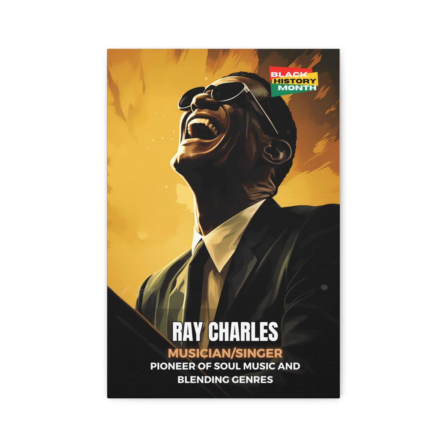 Black History Month Canvas Wall Art / Ray Charles / Poet / AI Art / Multiple Sizes / Large Wall Art / Popular Art Decor / Trend Wall Art /