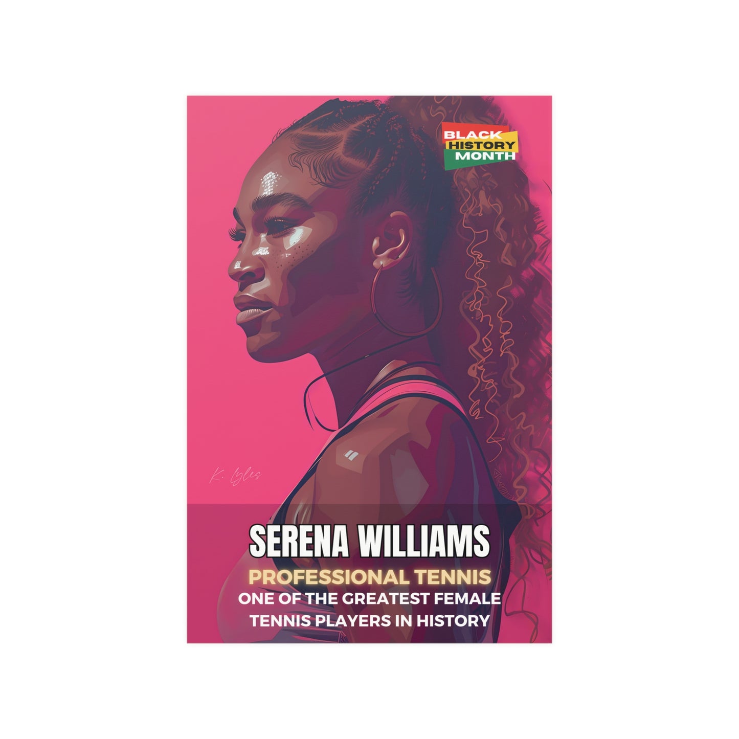 AI Generated Art  Poster Print of Serena Williams - Educational Black History Art Enthusiasts - Cool Posters for Office or Bedroom Wall Art