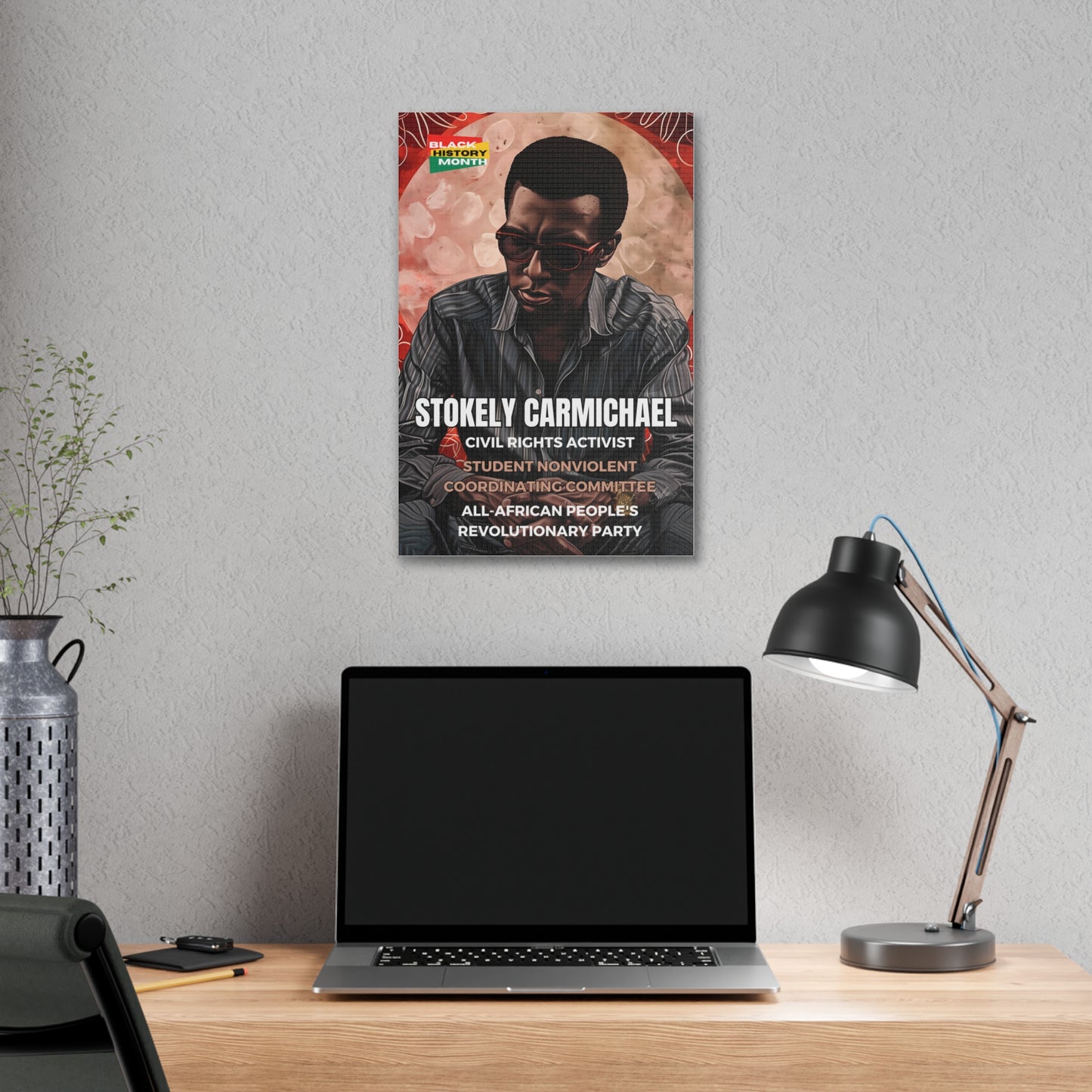 Black History Month Canvas Wall Art / Stokely Carmichael / Poet / AI Art / Multiple Sizes / Large Wall Art / Popular Art Decor / Trend Wall Art /