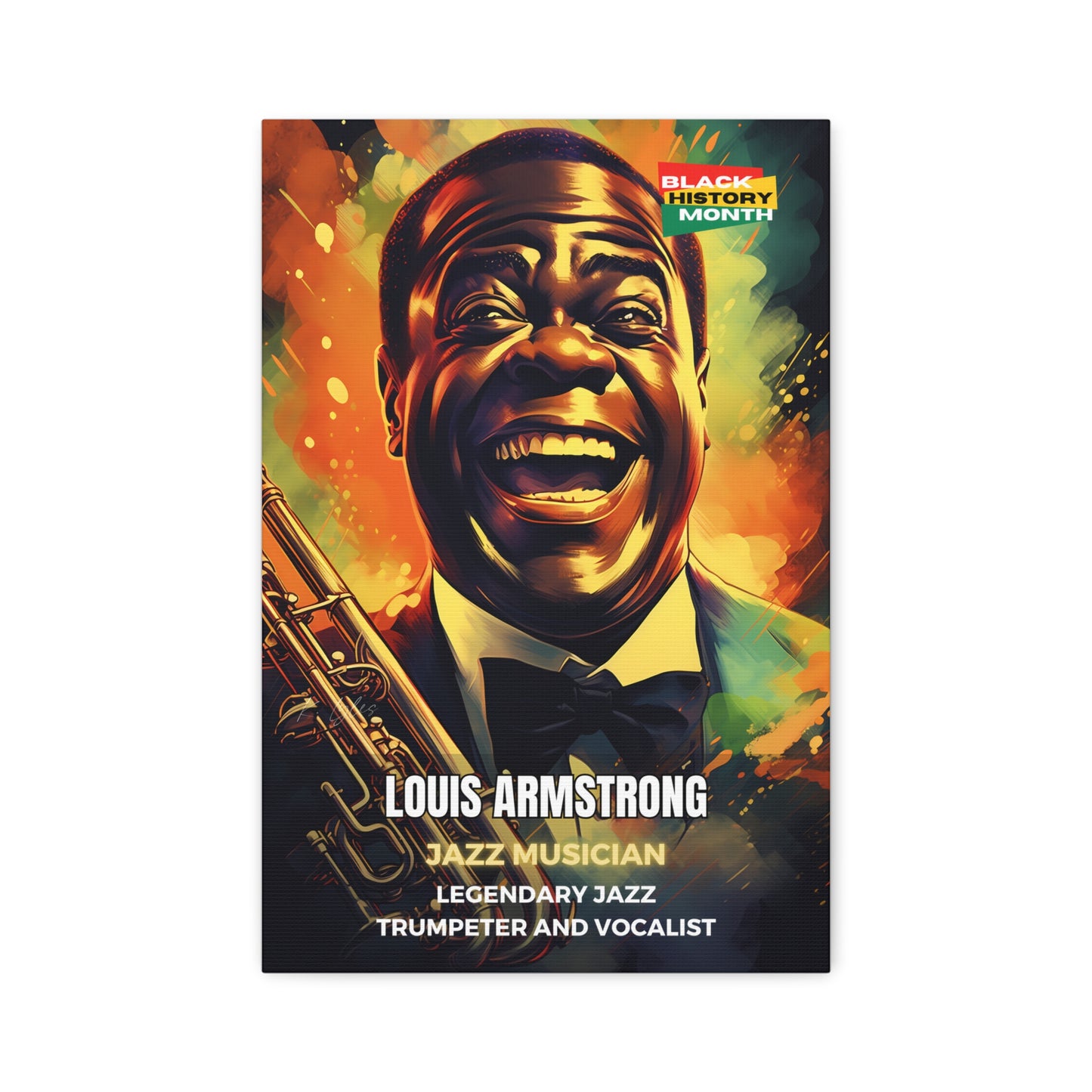 Black History Month Canvas Wall Art / Louis Armstrong / Poet / AI Art / Multiple Sizes / Large Wall Art / Popular Art Decor / Trend Wall Art /