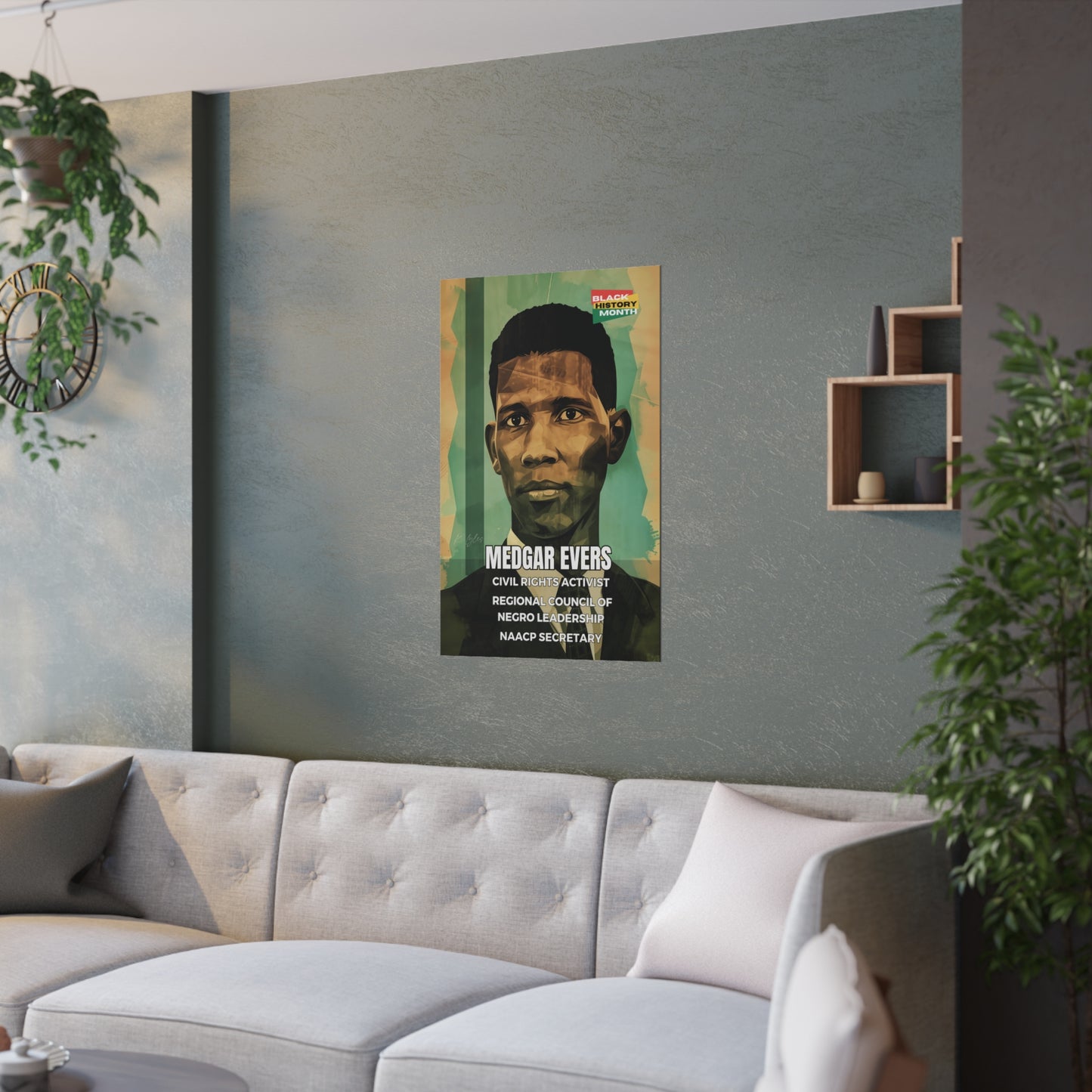 AI Generated Art  Poster Print of Medgar Evers - Educational Black History Art Enthusiasts - Cool Posters for Office or Bedroom Wall Art