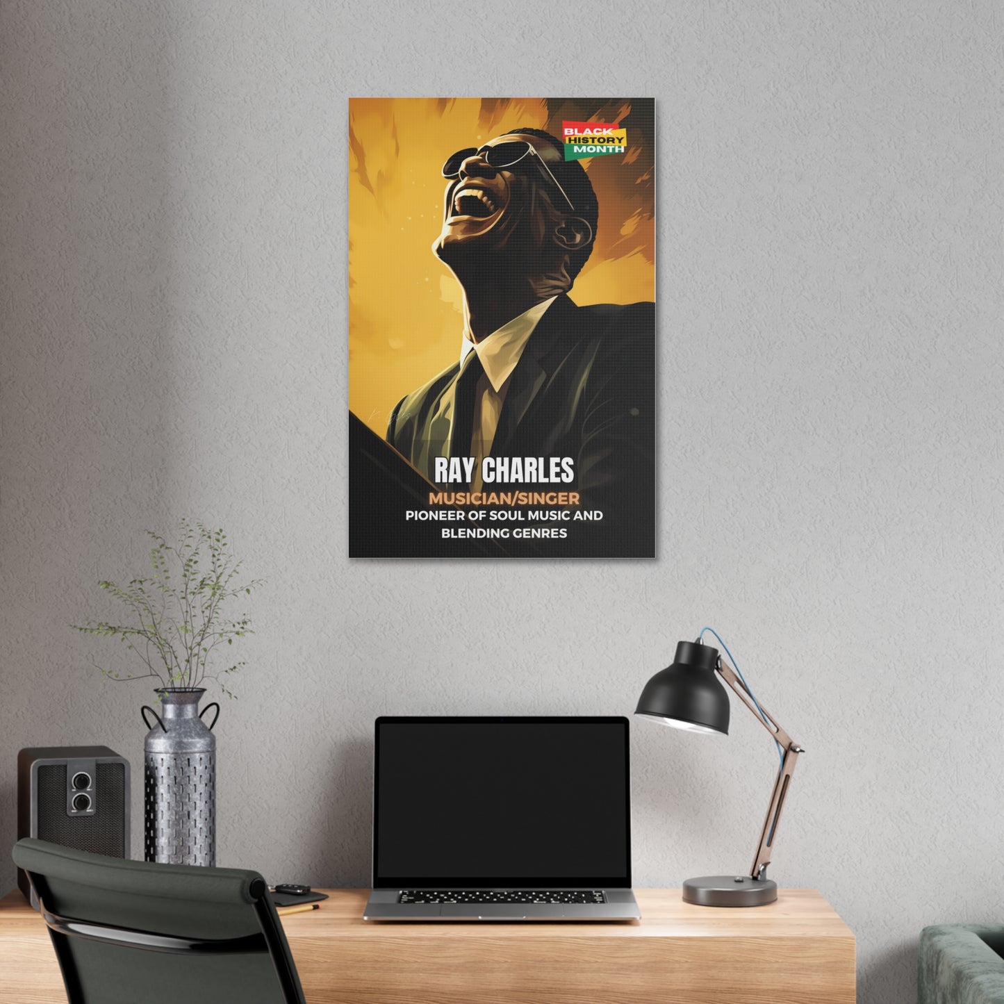 Black History Month Canvas Wall Art / Ray Charles / Poet / AI Art / Multiple Sizes / Large Wall Art / Popular Art Decor / Trend Wall Art /