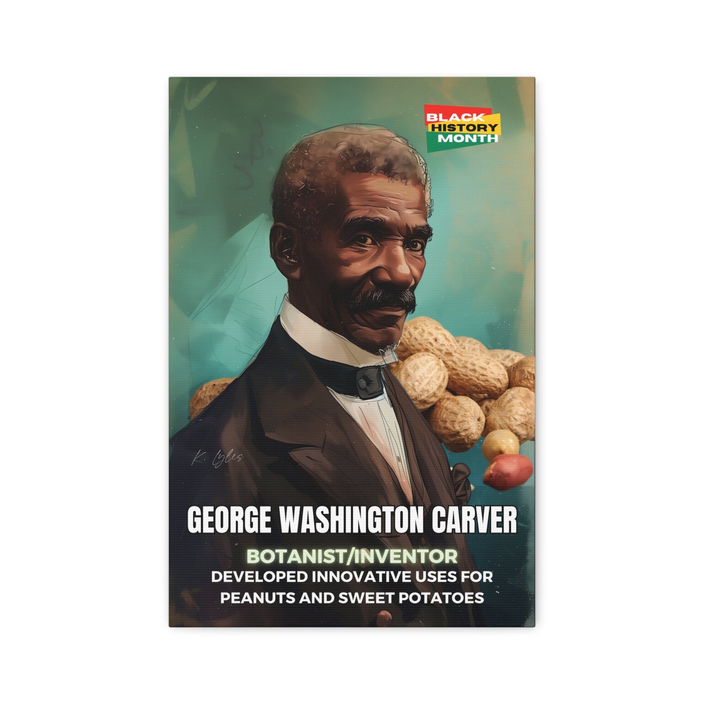 Black History Month Canvas Wall Art / George Washington Carver / Poet / AI Art / Multiple Sizes / Large Wall Art / Popular Art Decor / Trend Wall Art /