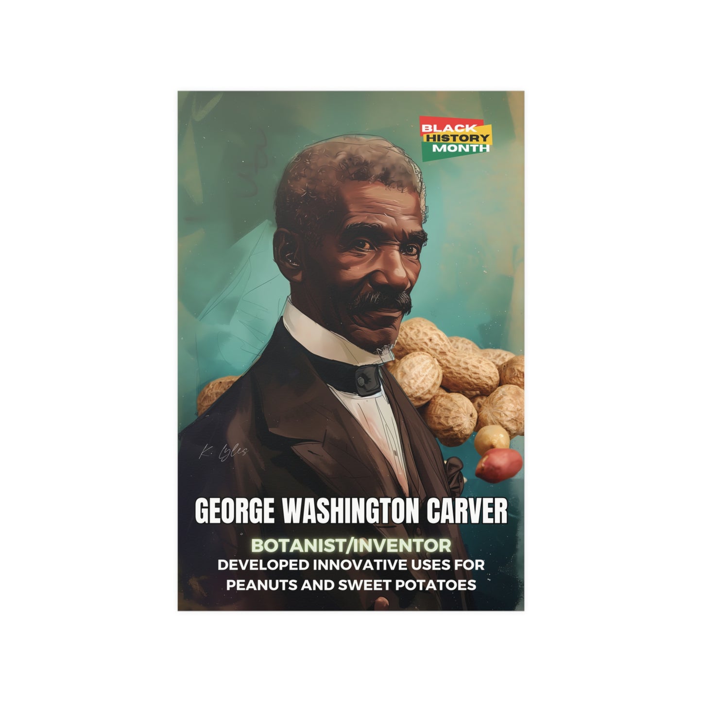 AI Generated Art  Poster Print of George Washington Carver - Educational Black History Art Enthusiasts - Cool Posters for Office or Bedroom Wall Art