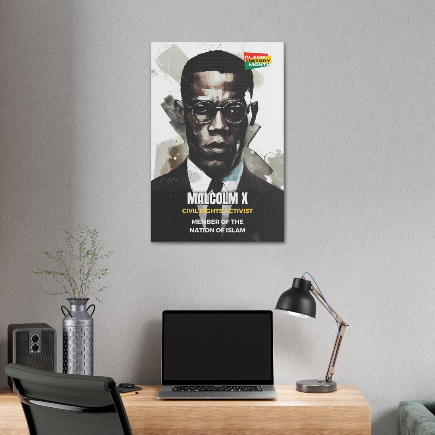 Black History Month Canvas Wall Art / Malcolm X / Poet / AI Art / Multiple Sizes / Large Wall Art / Popular Art Decor / Trend Wall Art /