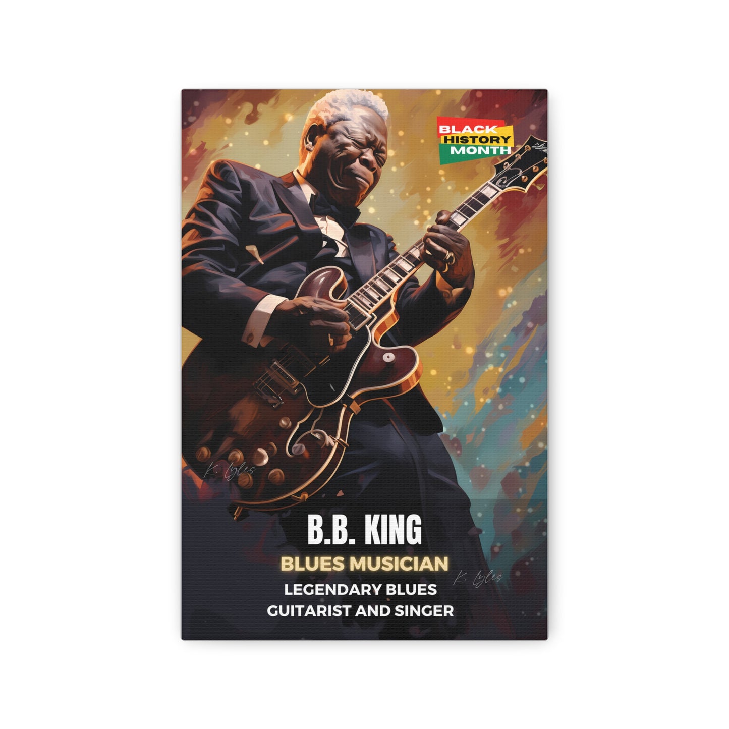 Black History Month Canvas Wall Art / B.B. King / Poet / AI Art / Multiple Sizes / Large Wall Art / Popular Art Decor / Trend Wall Art /