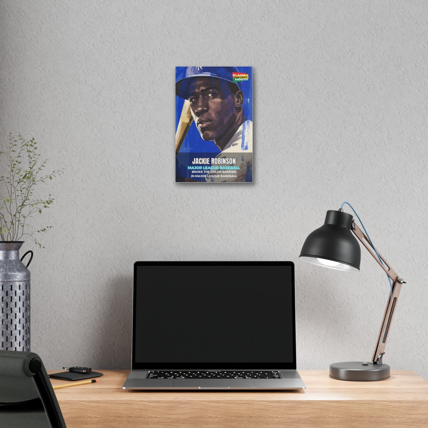 Black History Month Canvas Wall Art / Jackie Robinson / Baseball /  AI Art / Multiple Sizes / Large Wall Art / Popular Art Decor / Trend Wall Art /