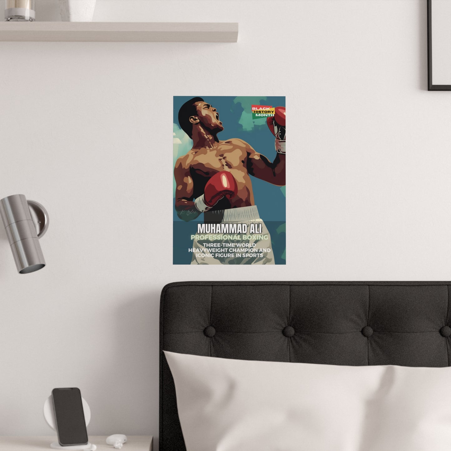 AI Generated Art  Poster Print of Muhammad Ali - Educational Black History Art Enthusiasts - Cool Posters for Office or Bedroom Wall Art