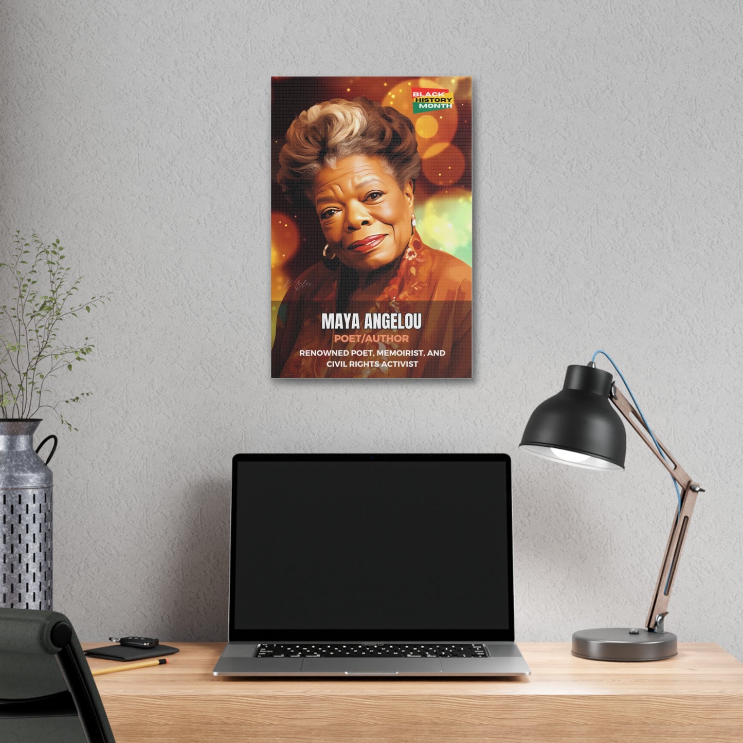 Black History Month Canvas Wall Art / Maya Angelou / Poet / AI Art / Multiple Sizes / Large Wall Art / Popular Art Decor / Trend Wall Art /