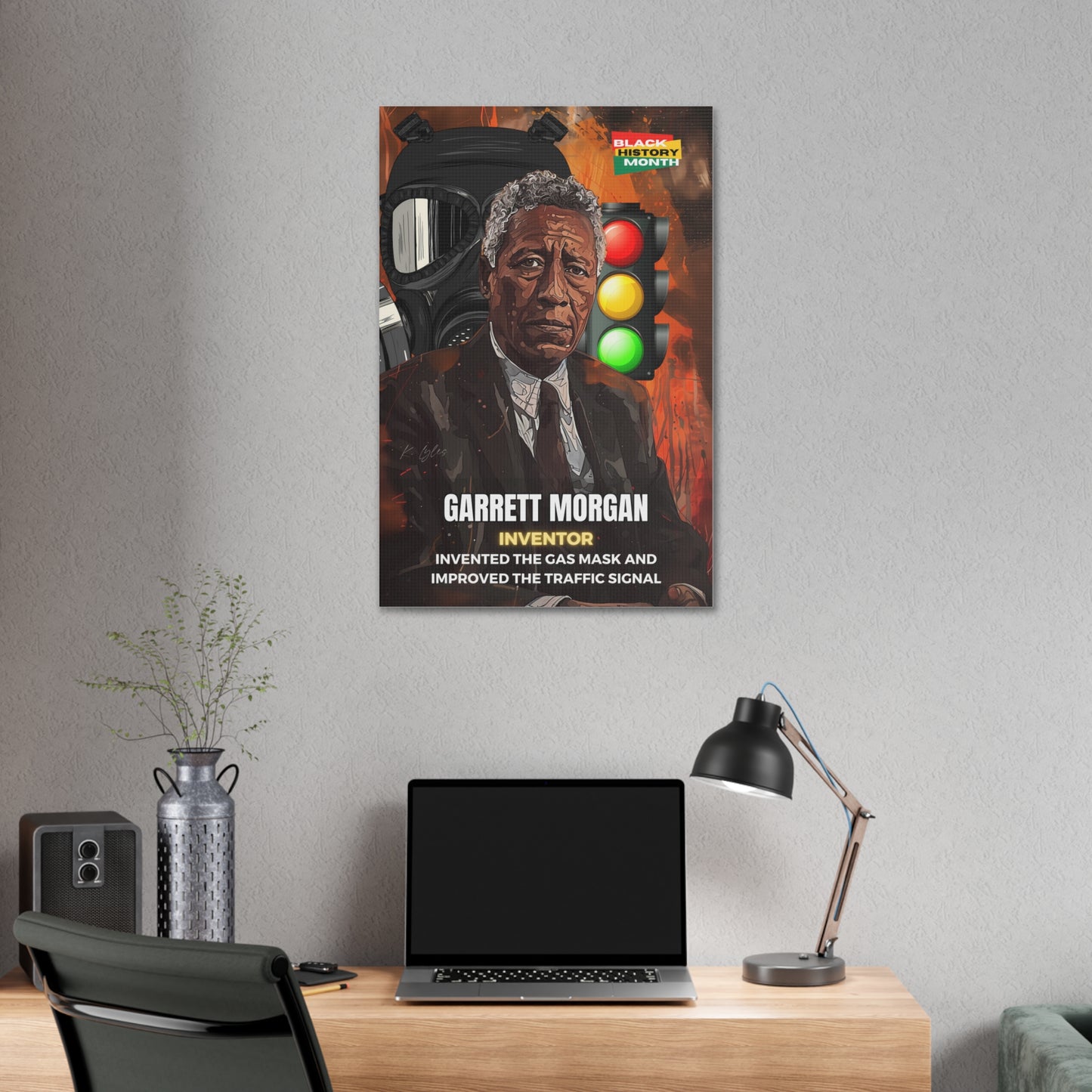 Black History Month Canvas Wall Art / Garrett Morgan / Poet / AI Art / Multiple Sizes / Large Wall Art / Popular Art Decor / Trend Wall Art /