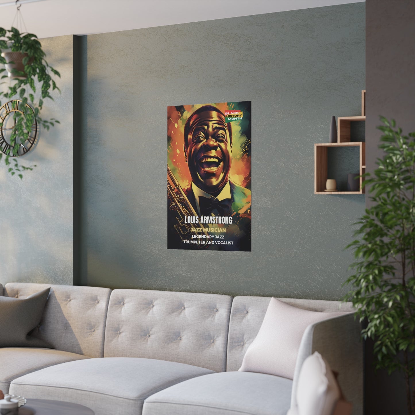 AI Generated Art  Poster Print of Louis Armstrong - Educational Black History Art Enthusiasts - Cool Posters for Office or Bedroom Wall Art