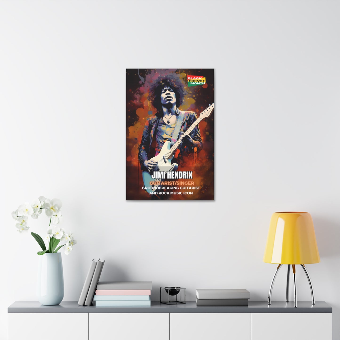 Black History Month Canvas Wall Art / Jimi Hendrix / Poet / AI Art / Multiple Sizes / Large Wall Art / Popular Art Decor / Trend Wall Art /