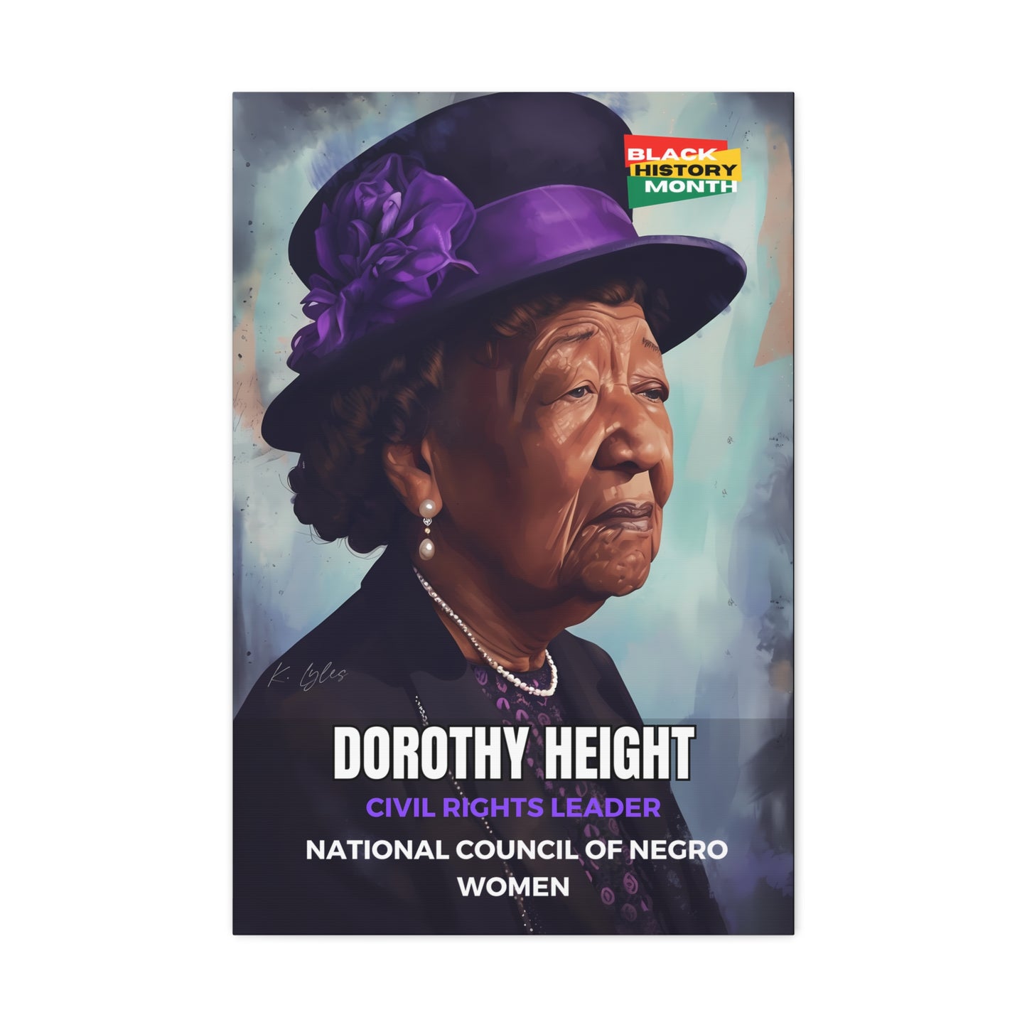 Black History Month Canvas Wall Art / Dorothy Height / Poet / AI Art / Multiple Sizes / Large Wall Art / Popular Art Decor / Trend Wall Art /