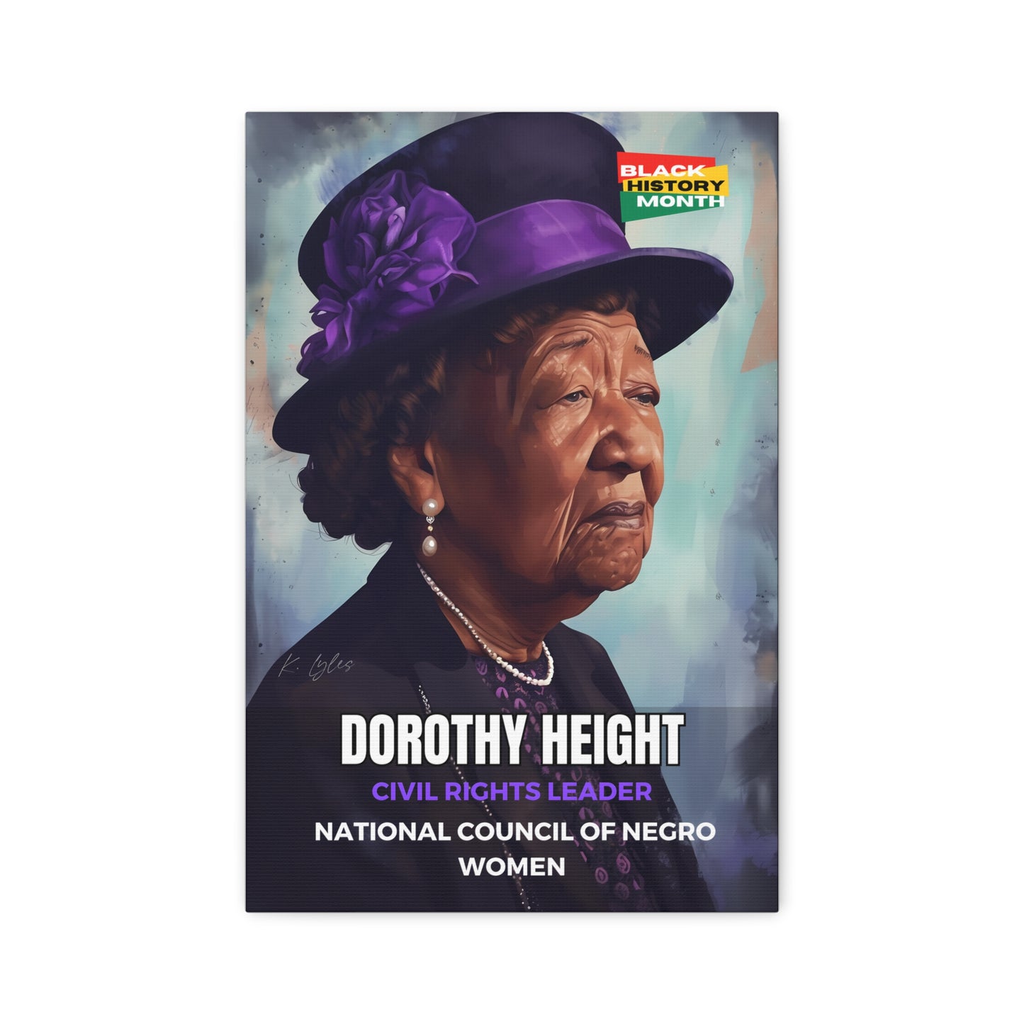 Black History Month Canvas Wall Art / Dorothy Height / Poet / AI Art / Multiple Sizes / Large Wall Art / Popular Art Decor / Trend Wall Art /