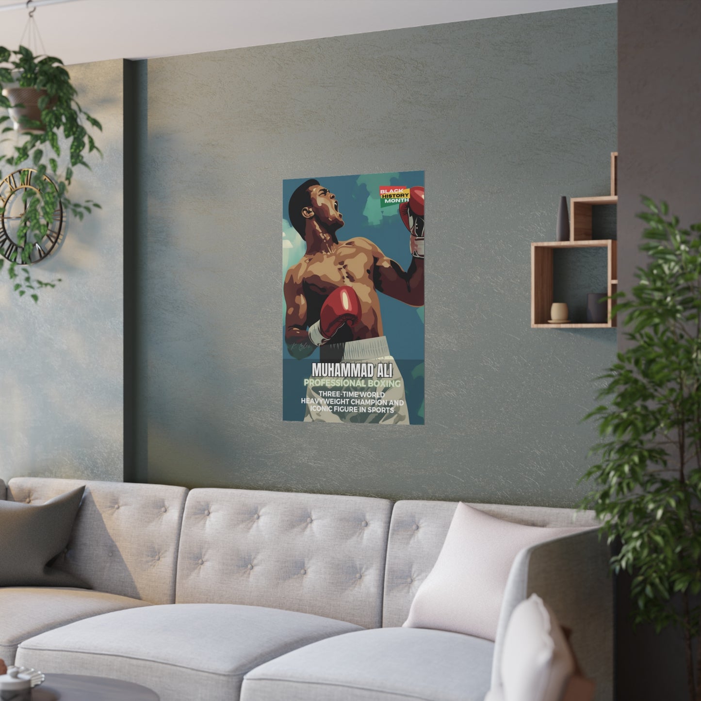 AI Generated Art  Poster Print of Muhammad Ali - Educational Black History Art Enthusiasts - Cool Posters for Office or Bedroom Wall Art