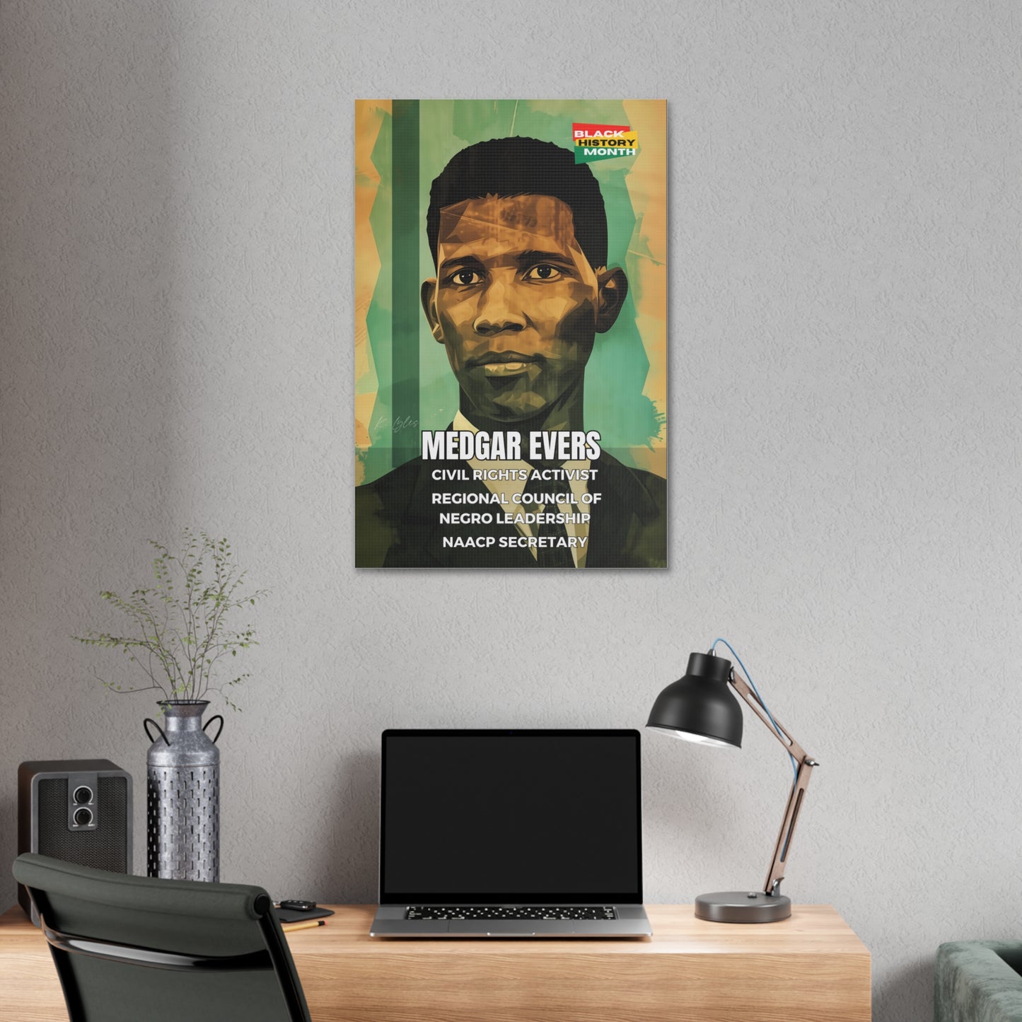 Black History Month Canvas Wall Art / Medgar Evers / Poet / AI Art / Multiple Sizes / Large Wall Art / Popular Art Decor / Trend Wall Art /