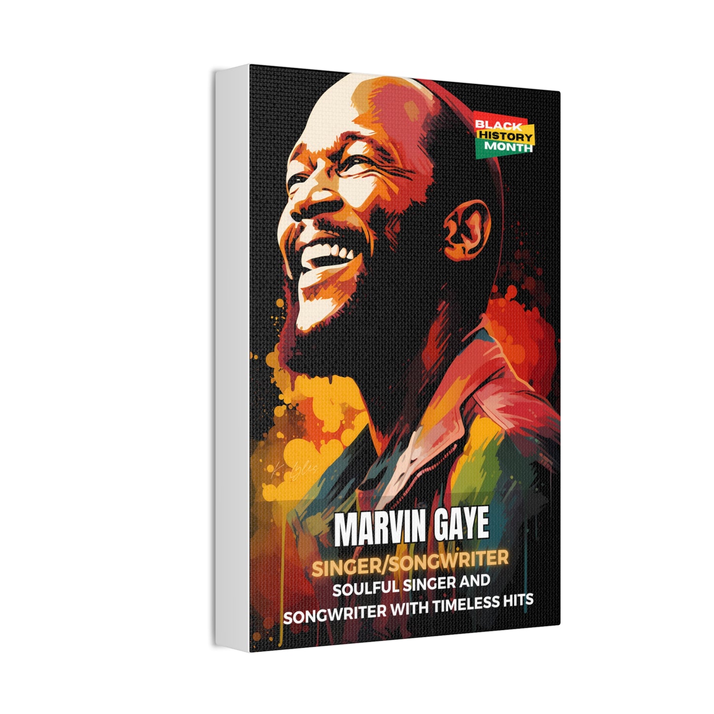 Black History Month Canvas Wall Art / Marvin Gaye / Poet / AI Art / Multiple Sizes / Large Wall Art / Popular Art Decor / Trend Wall Art /