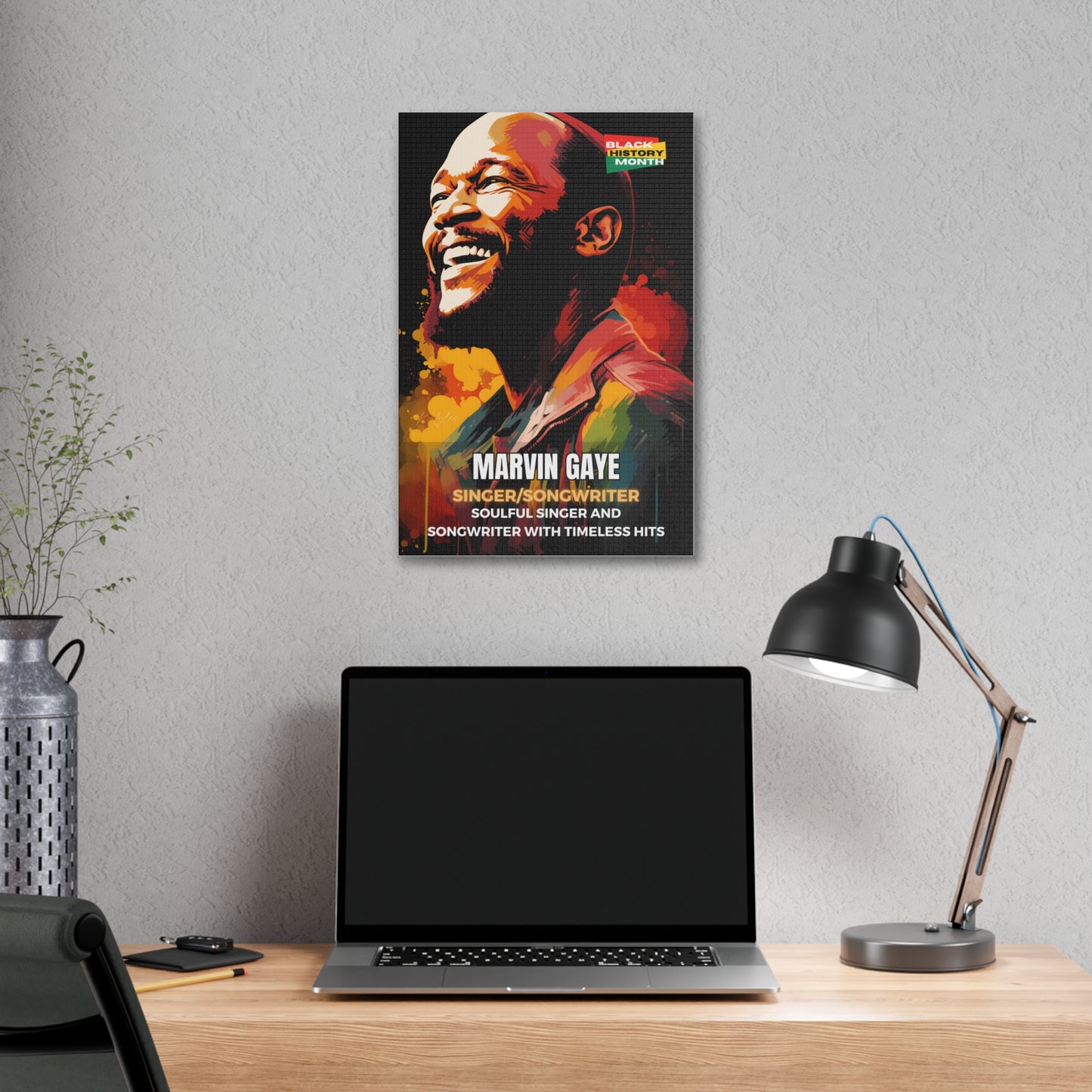 Black History Month Canvas Wall Art / Marvin Gaye / Poet / AI Art / Multiple Sizes / Large Wall Art / Popular Art Decor / Trend Wall Art /