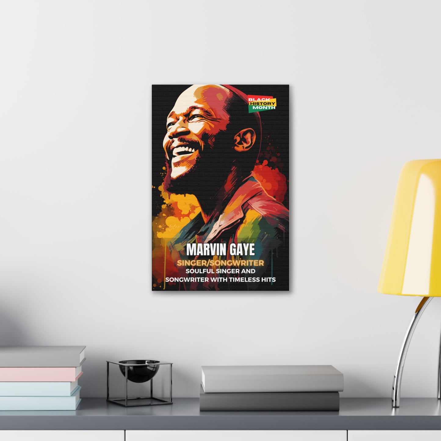 Black History Month Canvas Wall Art / Marvin Gaye / Poet / AI Art / Multiple Sizes / Large Wall Art / Popular Art Decor / Trend Wall Art /