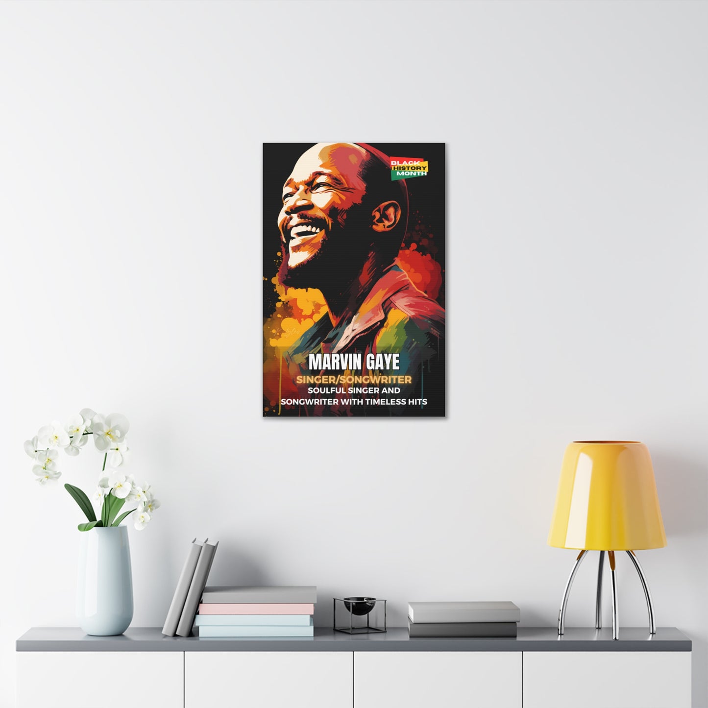 Black History Month Canvas Wall Art / Marvin Gaye / Poet / AI Art / Multiple Sizes / Large Wall Art / Popular Art Decor / Trend Wall Art /