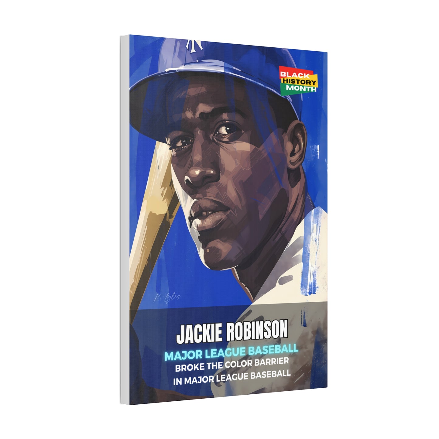 Black History Month Canvas Wall Art / Jackie Robinson / Baseball /  AI Art / Multiple Sizes / Large Wall Art / Popular Art Decor / Trend Wall Art /