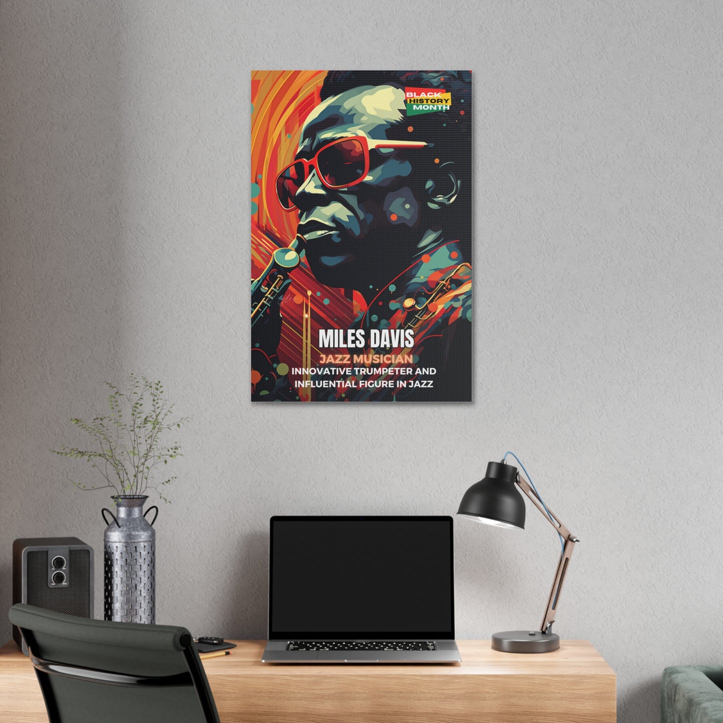 Black History Month Canvas Wall Art / Miles Davis / Poet / AI Art / Multiple Sizes / Large Wall Art / Popular Art Decor / Trend Wall Art /