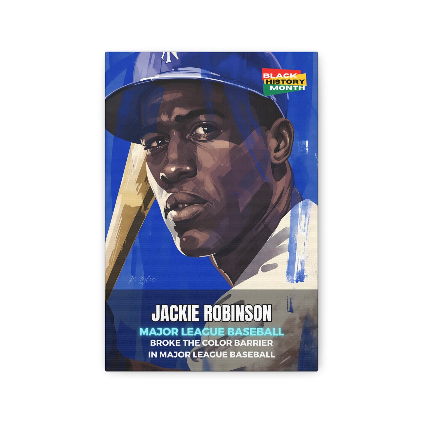 Black History Month Canvas Wall Art / Jackie Robinson / Baseball /  AI Art / Multiple Sizes / Large Wall Art / Popular Art Decor / Trend Wall Art /