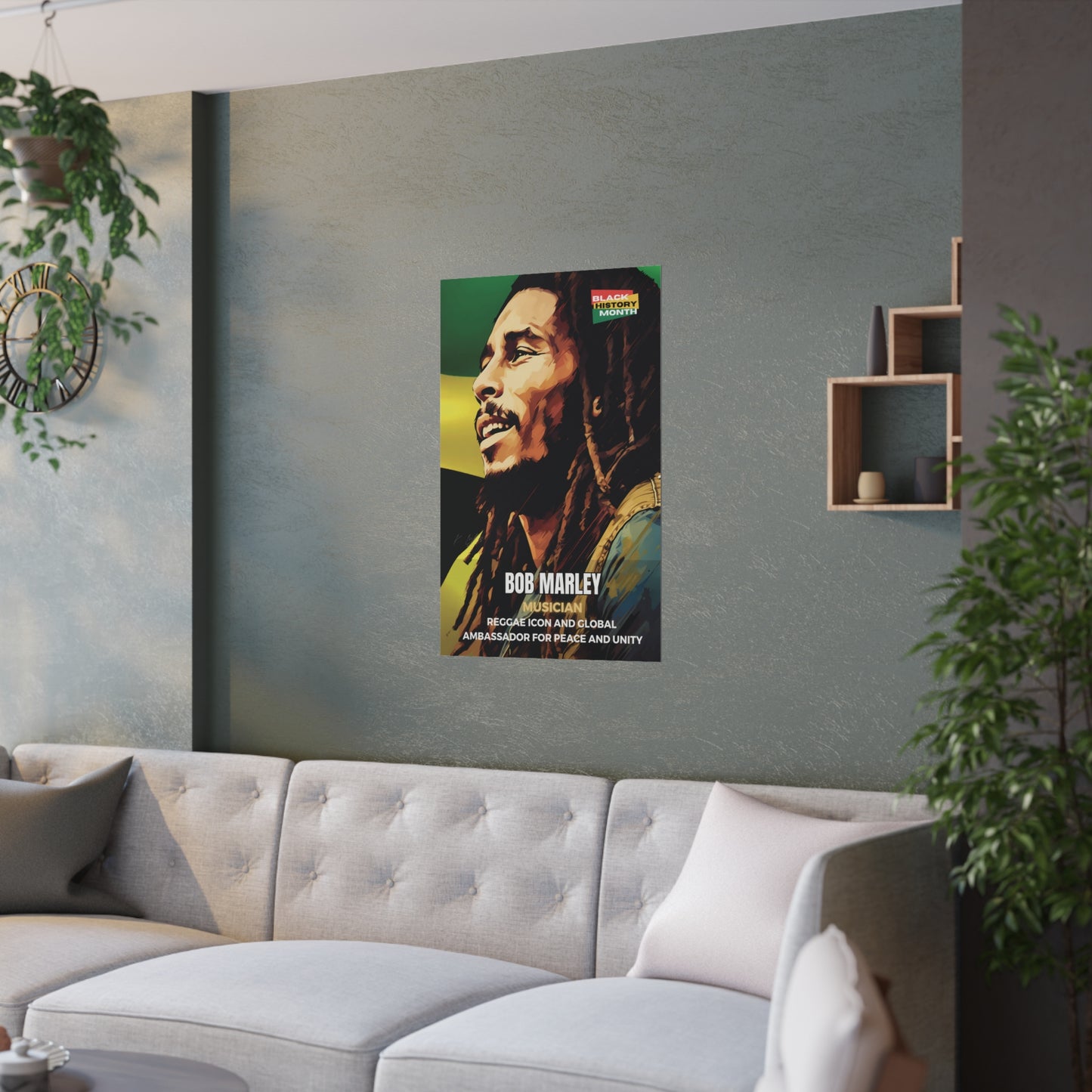 AI Generated Art  Poster Print of Bob Marley - Educational Black History Art Enthusiasts - Cool Posters for Office or Bedroom Wall Art