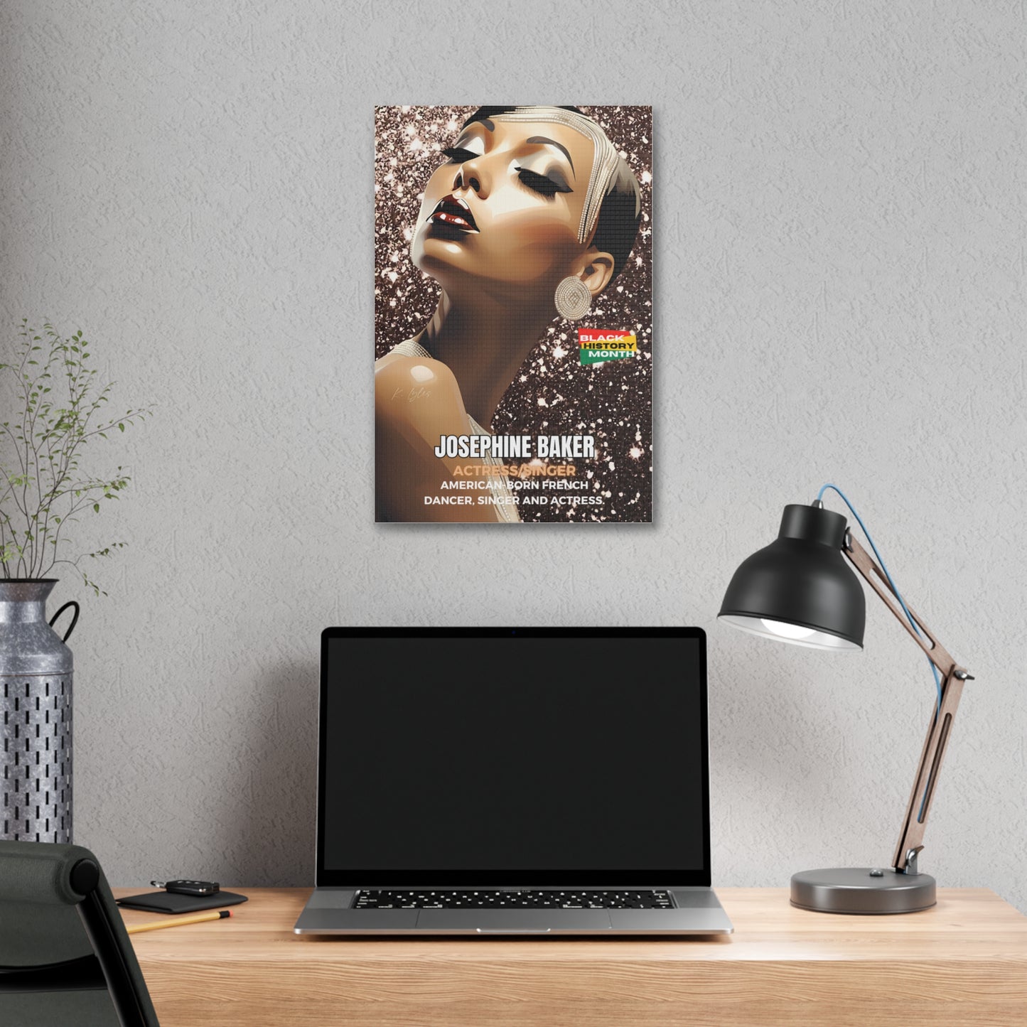 Black History Month Canvas Wall Art / Josephine Baker / Poet / AI Art / Multiple Sizes / Large Wall Art / Popular Art Decor / Trend Wall Art /