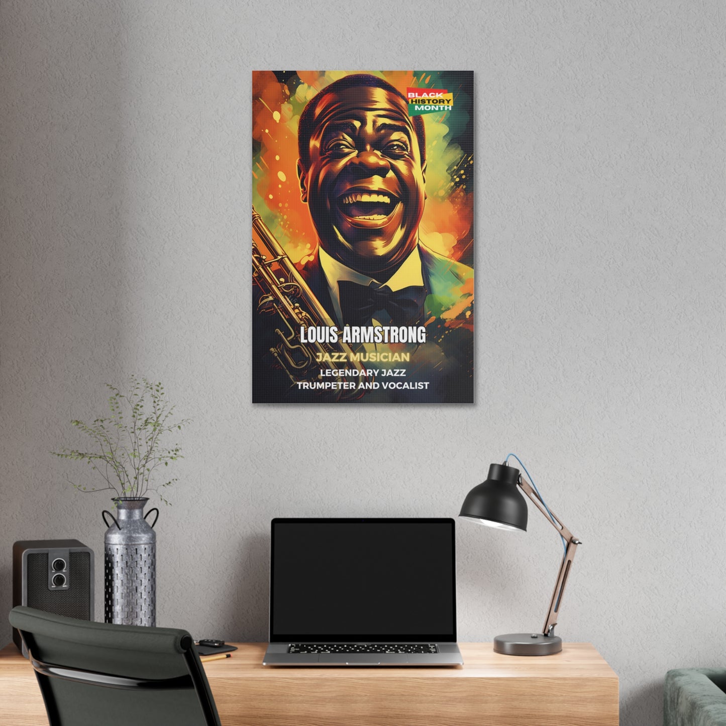 Black History Month Canvas Wall Art / Louis Armstrong / Poet / AI Art / Multiple Sizes / Large Wall Art / Popular Art Decor / Trend Wall Art /