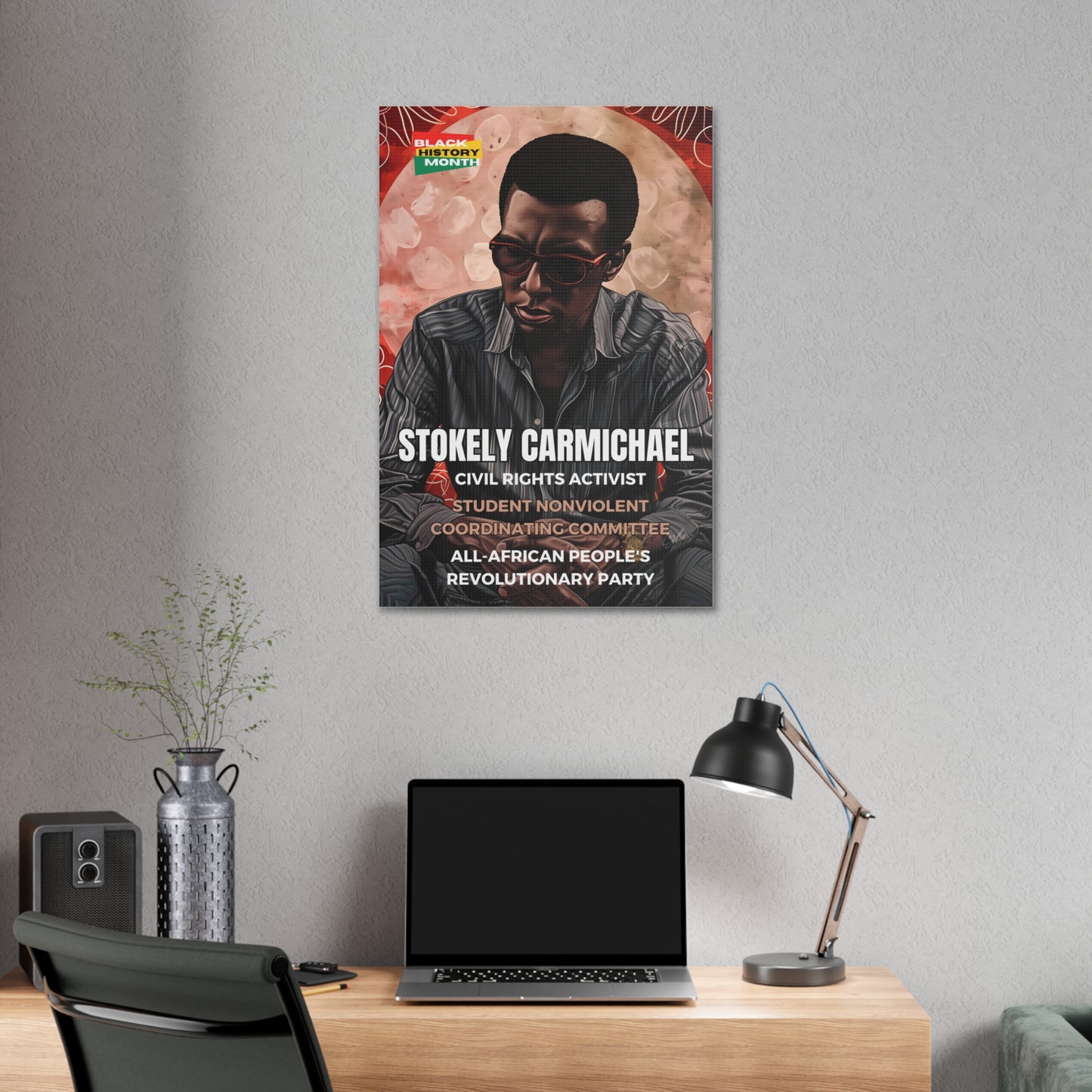 Black History Month Canvas Wall Art / Stokely Carmichael / Poet / AI Art / Multiple Sizes / Large Wall Art / Popular Art Decor / Trend Wall Art /