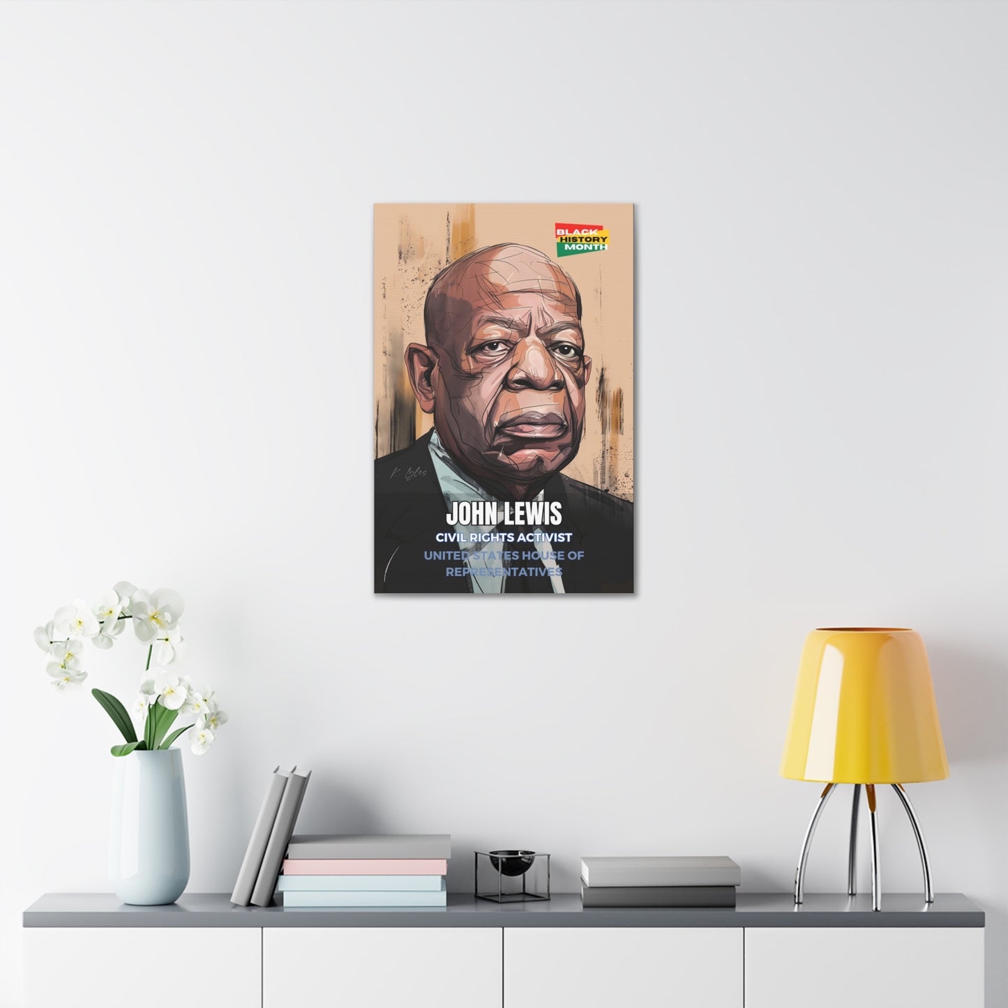 Black History Month Canvas Wall Art / John Lewis / Poet / AI Art / Multiple Sizes / Large Wall Art / Popular Art Decor / Trend Wall Art /