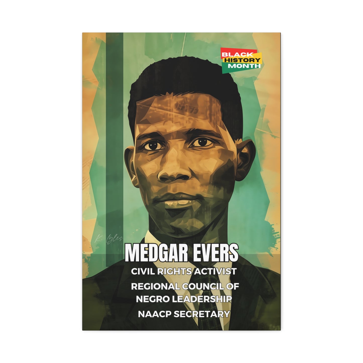 Black History Month Canvas Wall Art / Medgar Evers / Poet / AI Art / Multiple Sizes / Large Wall Art / Popular Art Decor / Trend Wall Art /