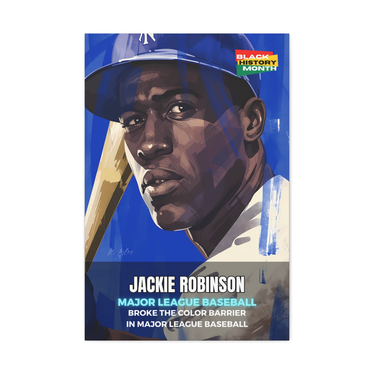 Black History Month Canvas Wall Art / Jackie Robinson / Baseball /  AI Art / Multiple Sizes / Large Wall Art / Popular Art Decor / Trend Wall Art /