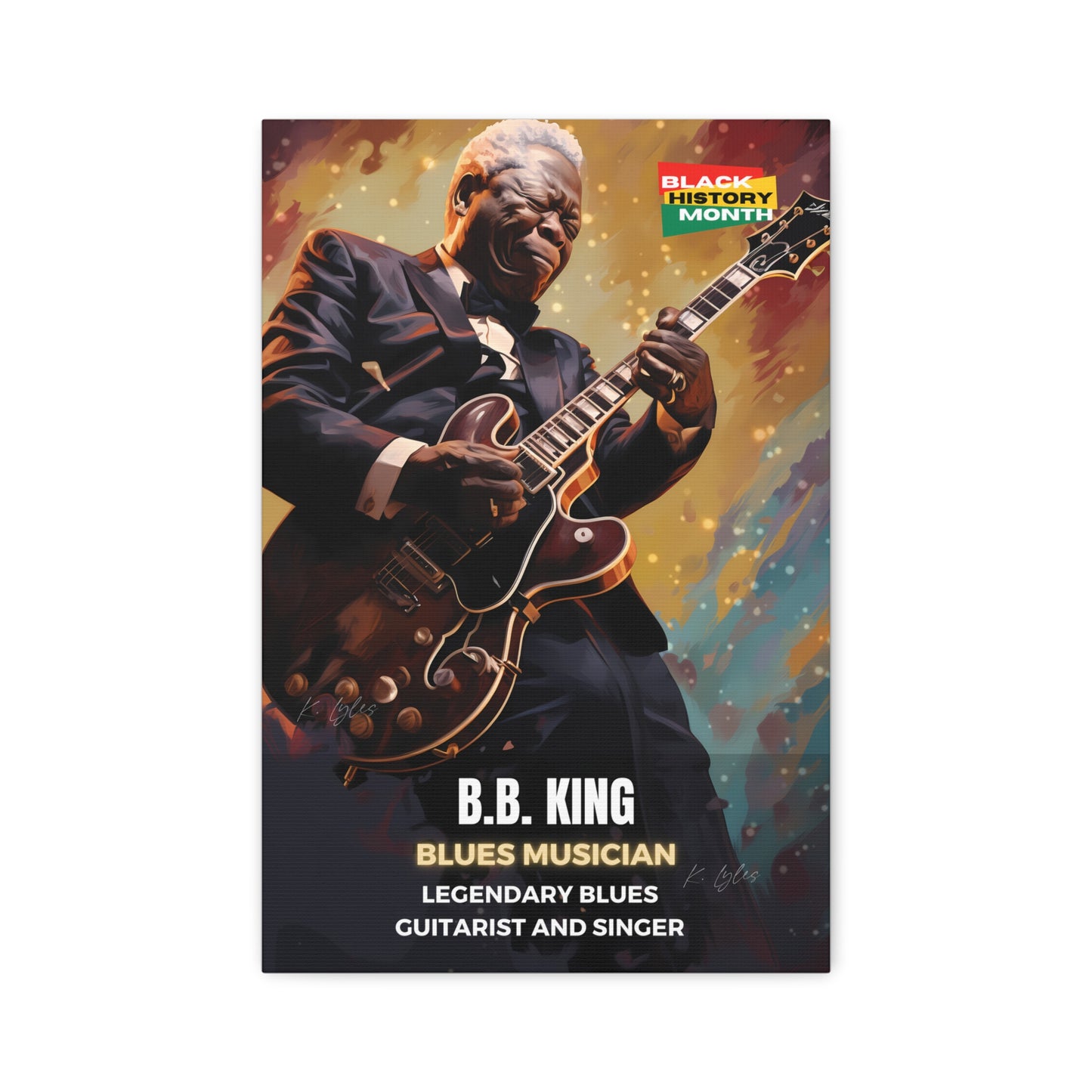 Black History Month Canvas Wall Art / B.B. King / Poet / AI Art / Multiple Sizes / Large Wall Art / Popular Art Decor / Trend Wall Art /